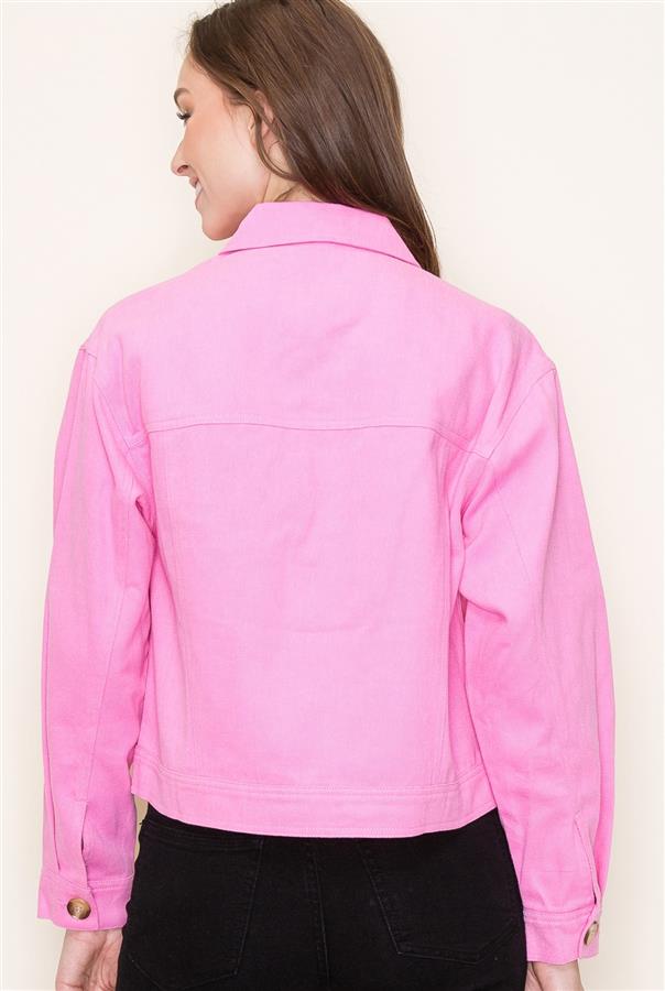 Collared Button Down Cotton Jacket Bubble Pink