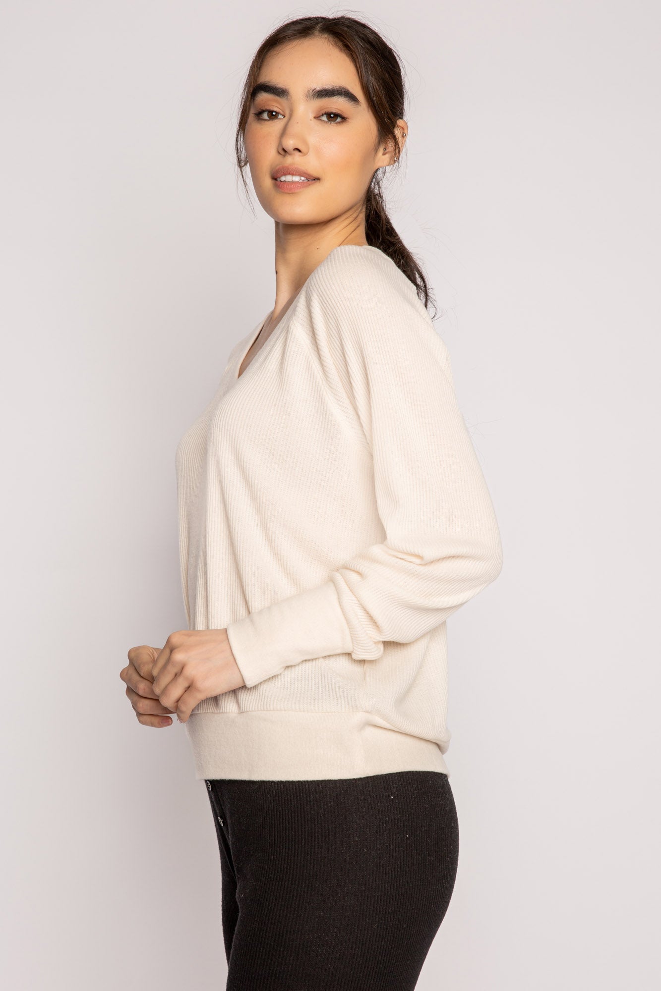 Sale Long Sleeve Textured Knit Top Stone