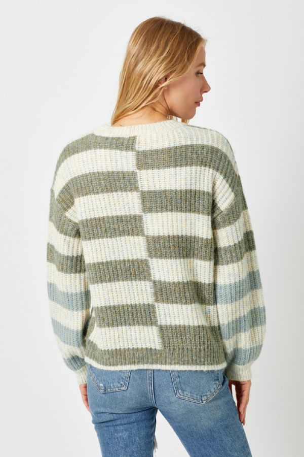 Sale Multi Stripe Round Neck Sweater