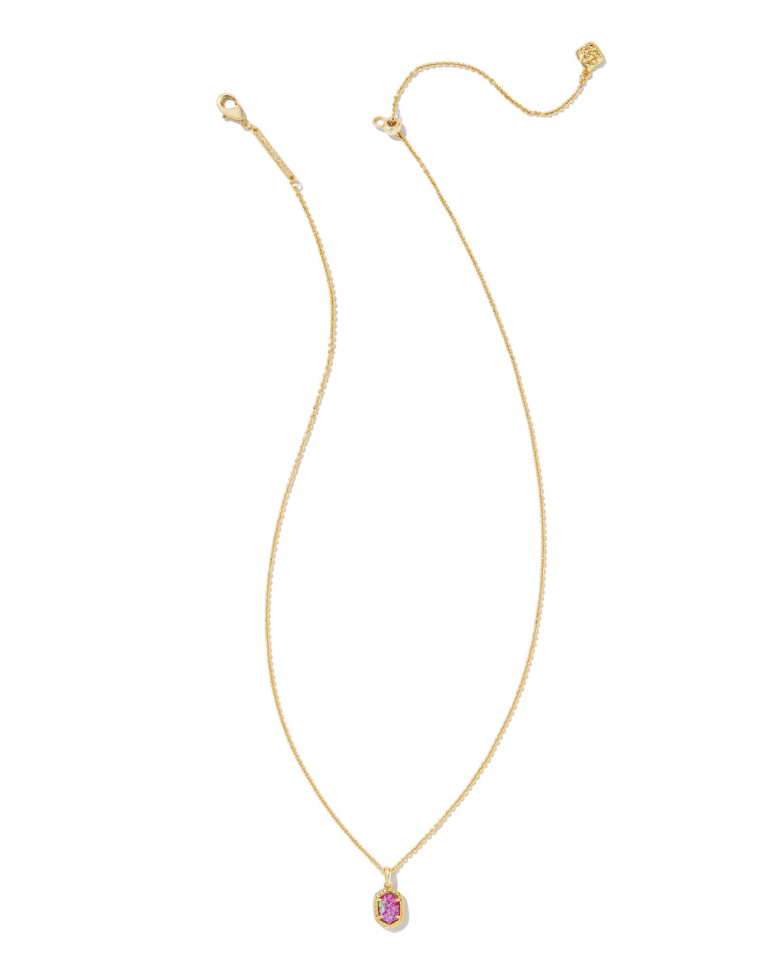 Daphne Framed Pendant Necklace Gold Magenta Opal