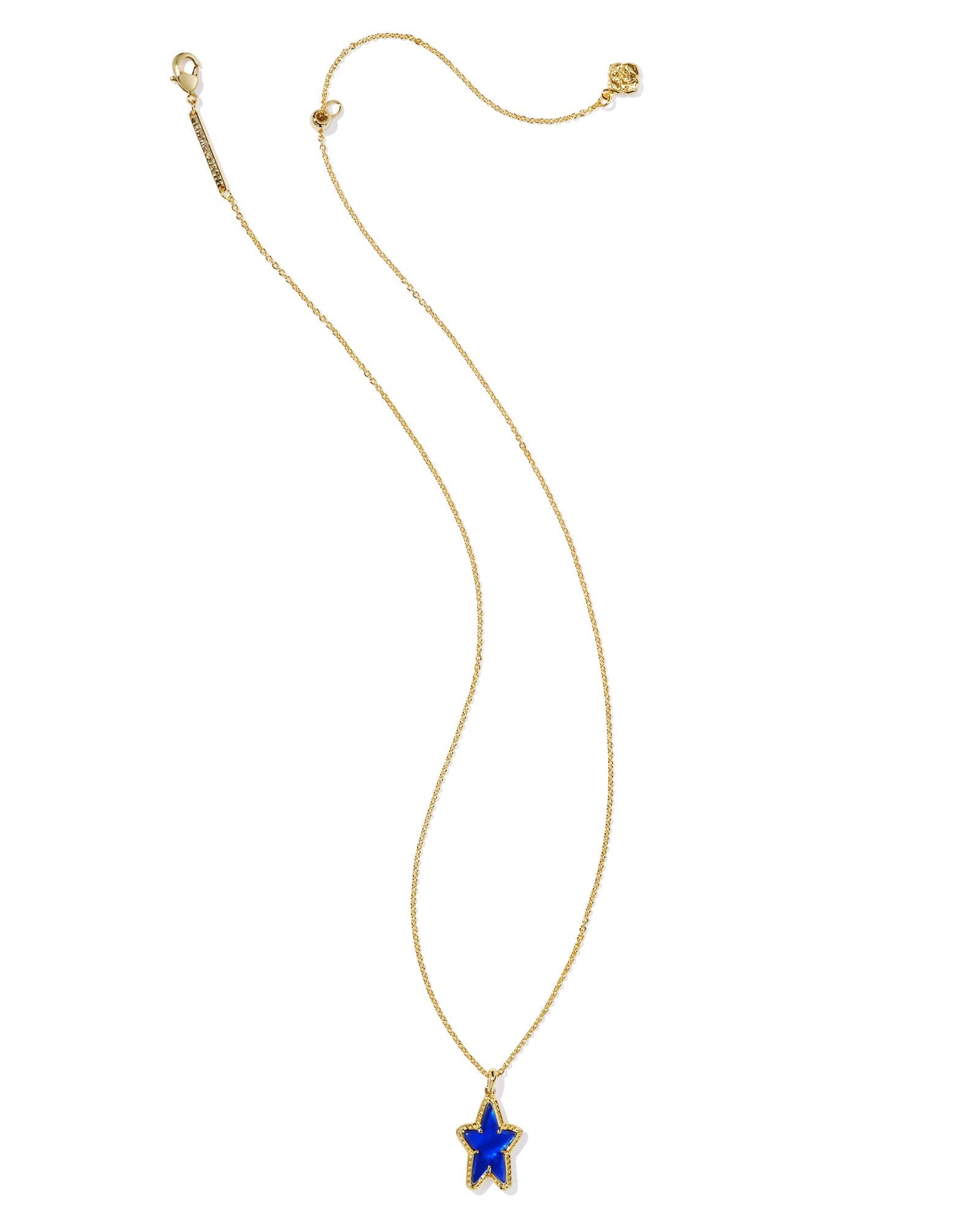Ada Star Short Pendant Necklace Gold Cobalt Blue Illusion