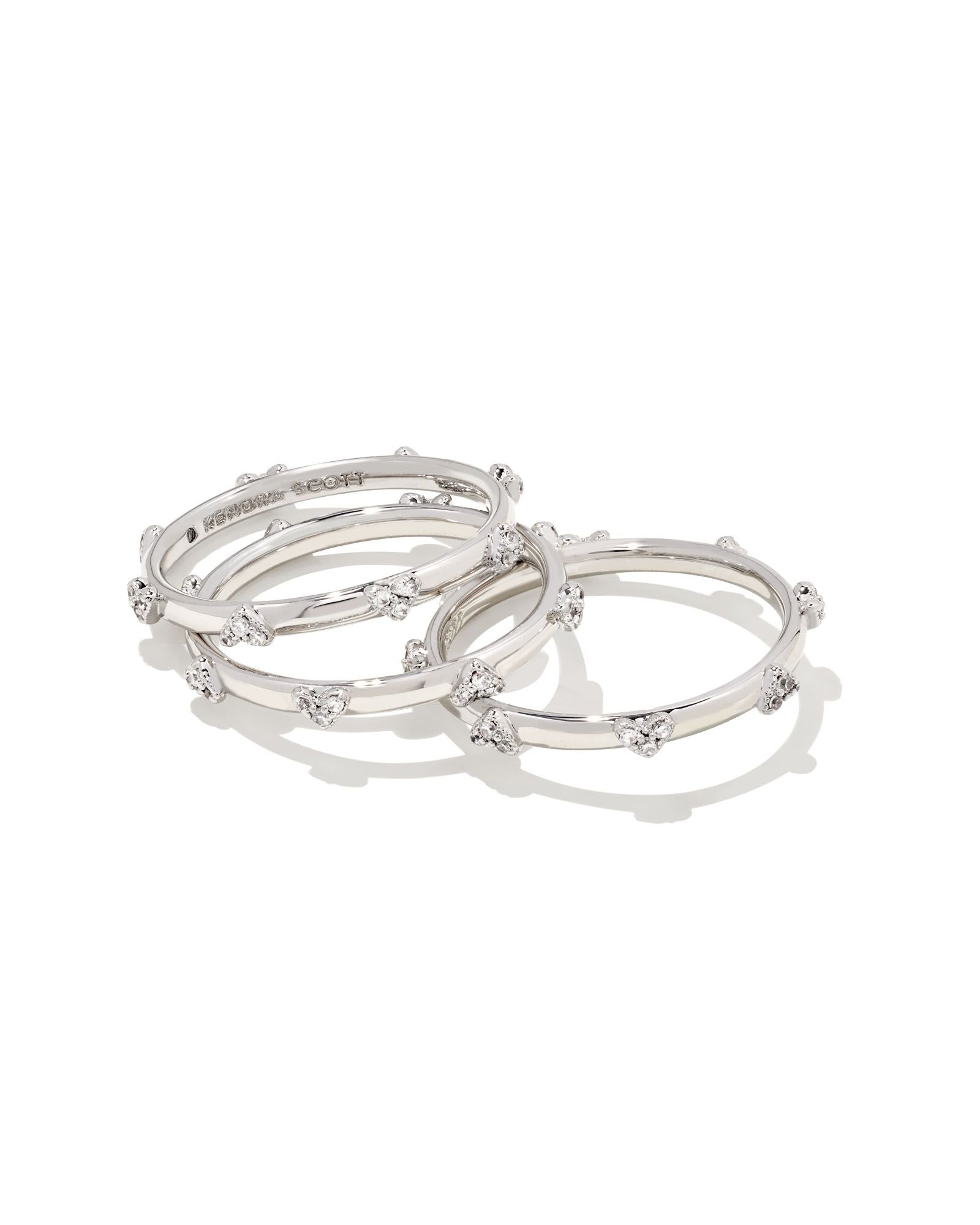 Haven White Crystal Ring Set Silver