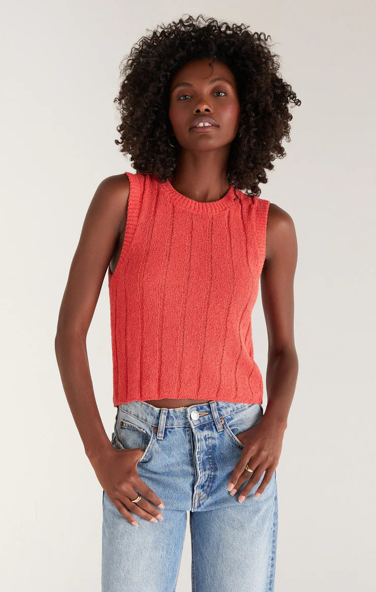 Final Sale Piper Sweater Tank Mineral Red