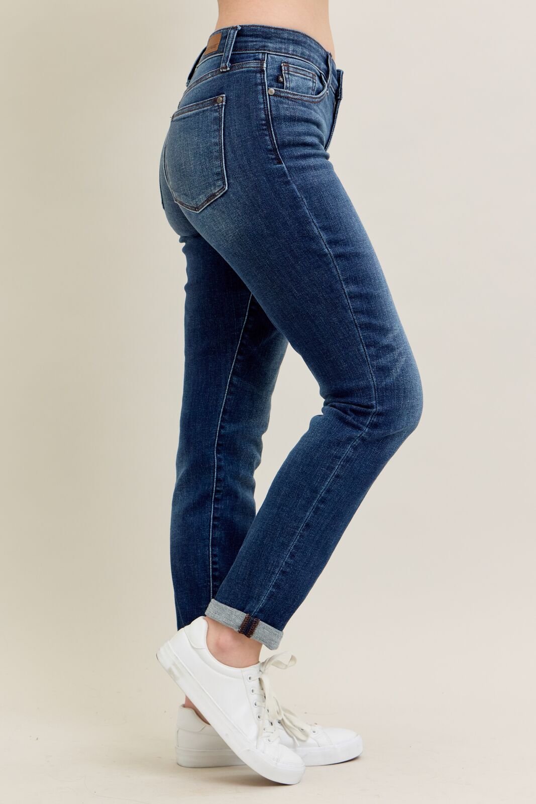 Mid-Rise Cuffed Slim Fit Jeans