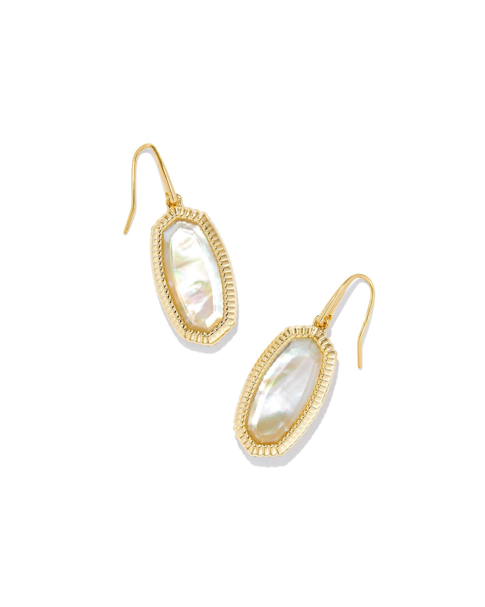 Dani Ridge Framed Drop Earrings Gold Golden Abalone