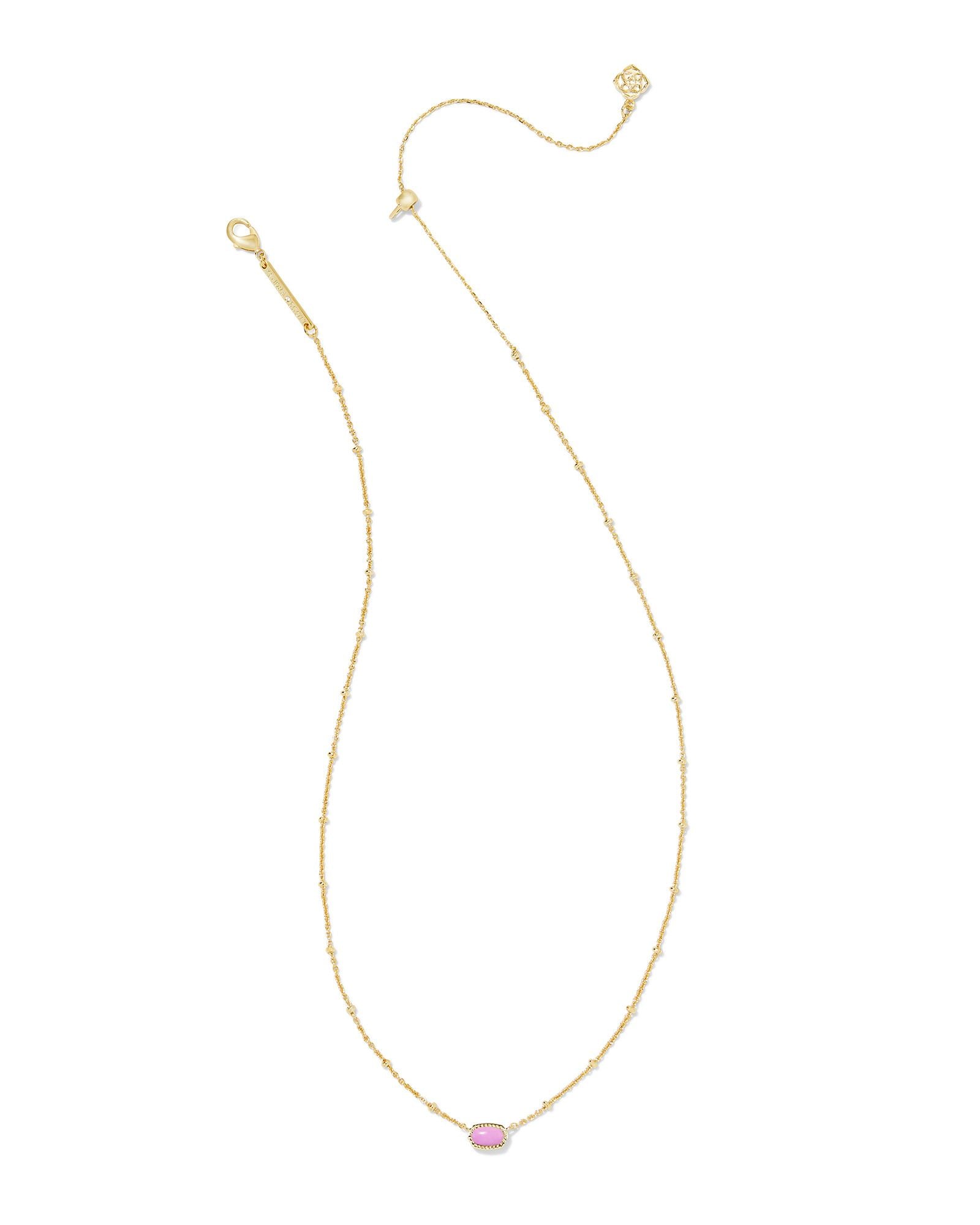 Mini Elisa Gold Satellite Short Pendant Necklace Fuchsia Magnesite