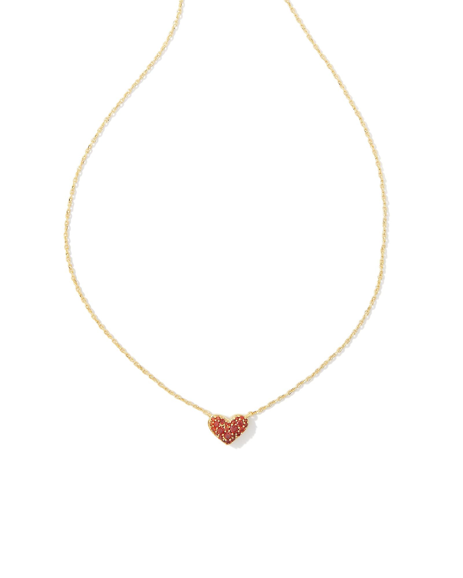 Ari Gold Pave Crystal Heart Necklace Red