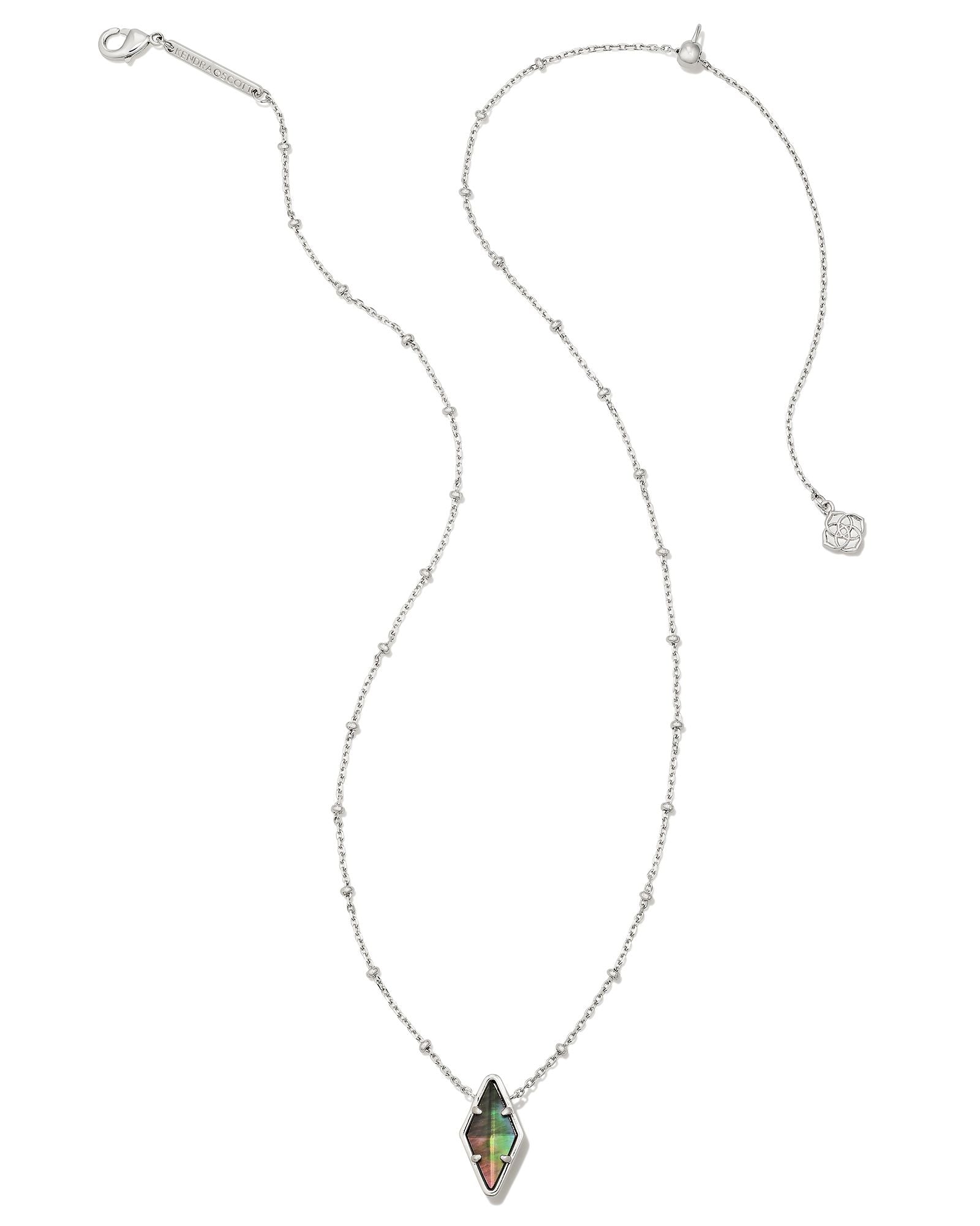 Sale Kinsley Silver Short Pendant Necklace Black MOP