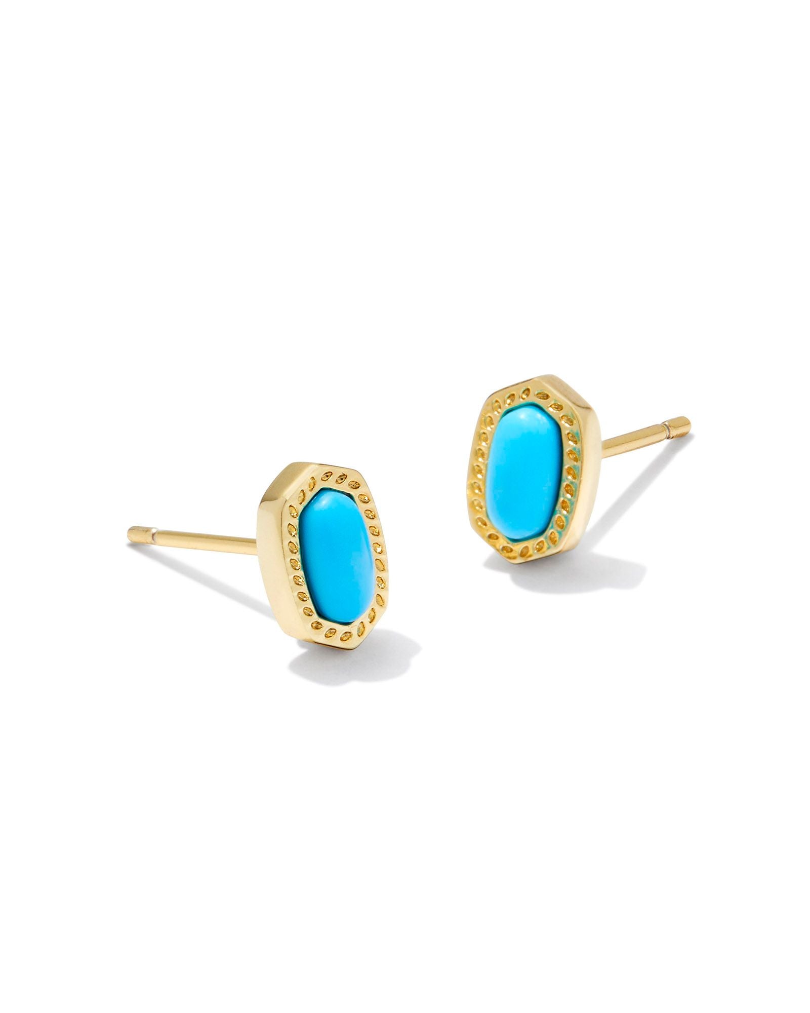 Mini Ellie Stud Earrings Gold Turquoise