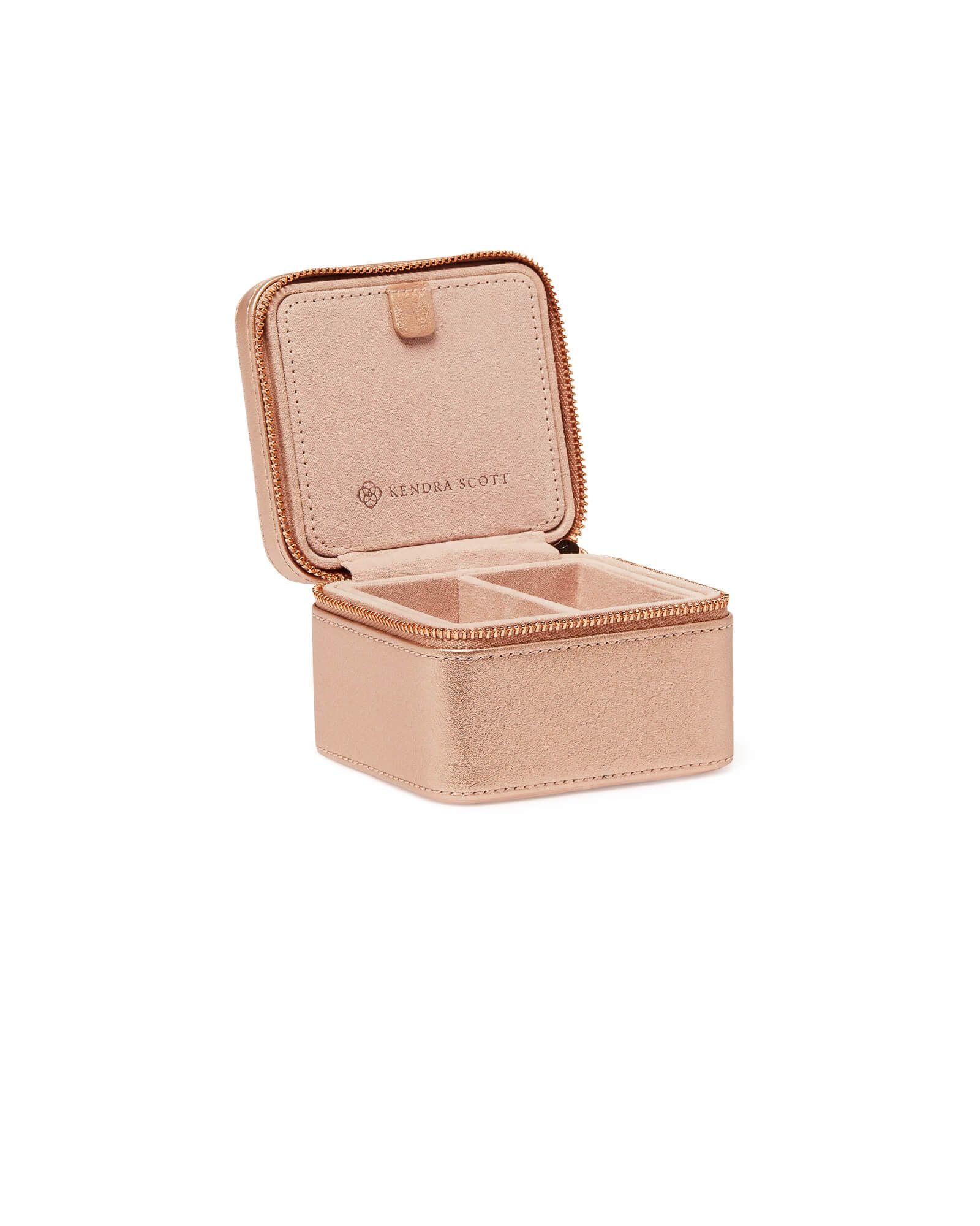 Small Zip Jewelry Case Rose Gold