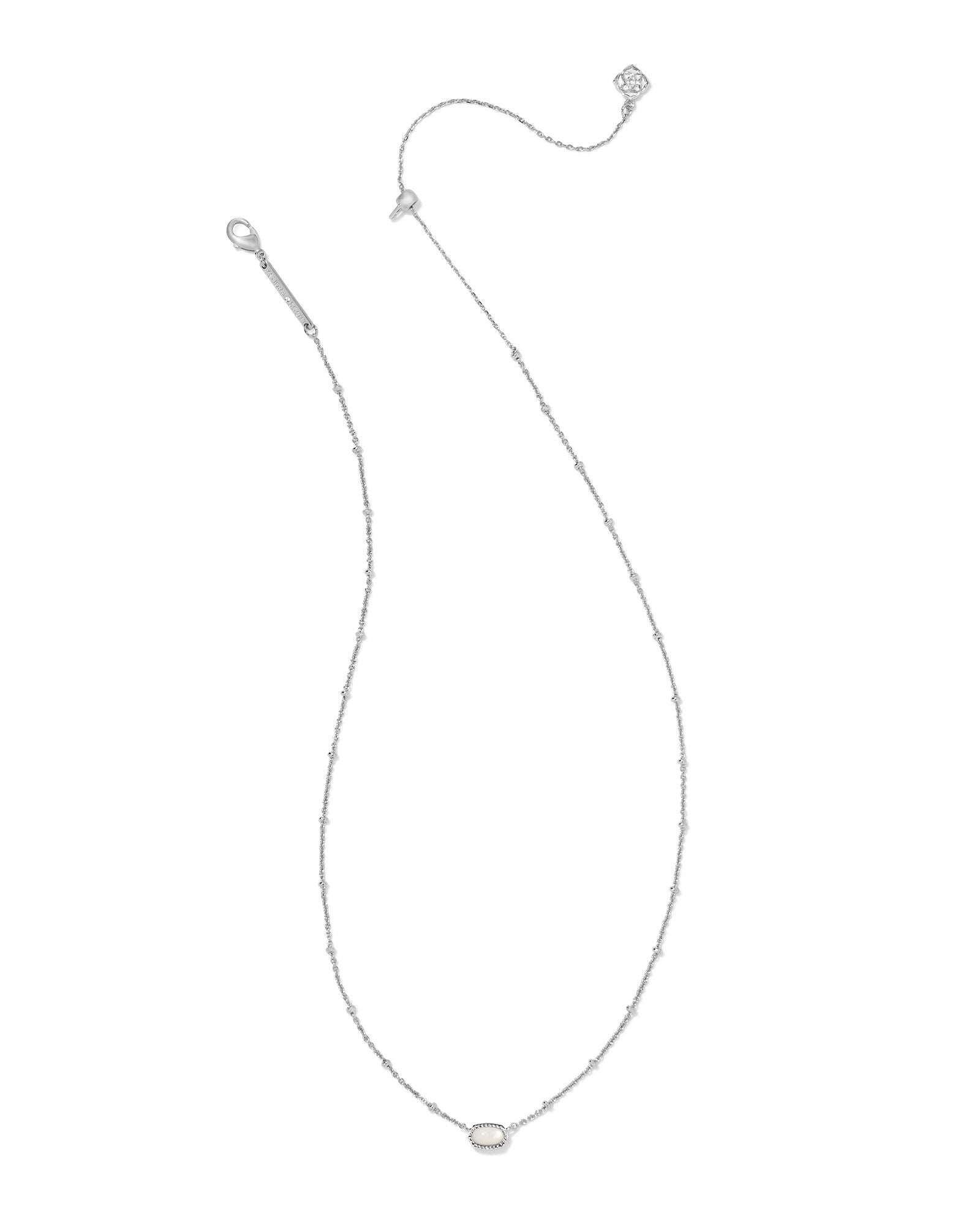 Mini Elisa Silver Satellite Short Pendant Necklace Ivory MOP