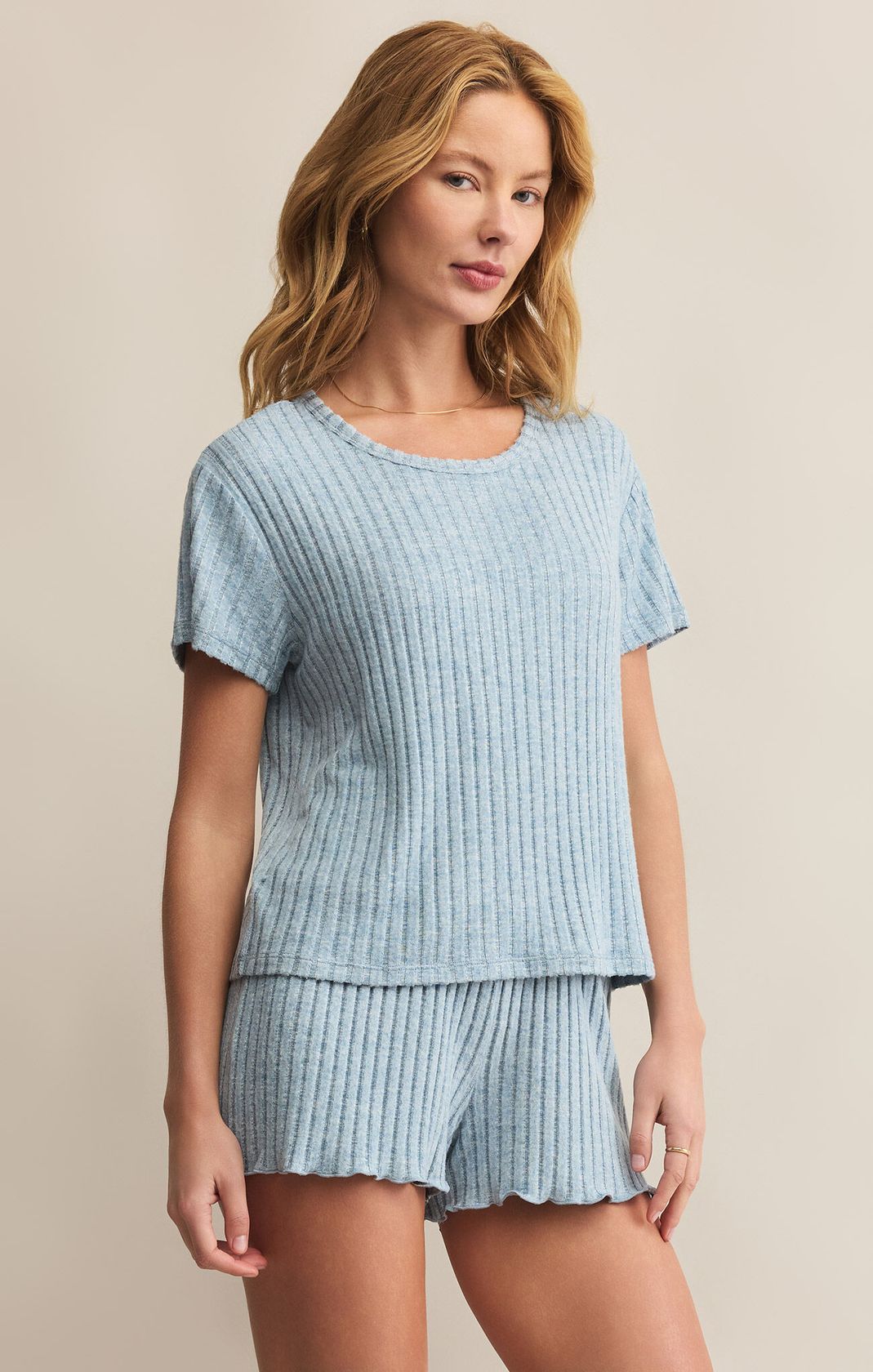Kara Rib Tee Light Denim