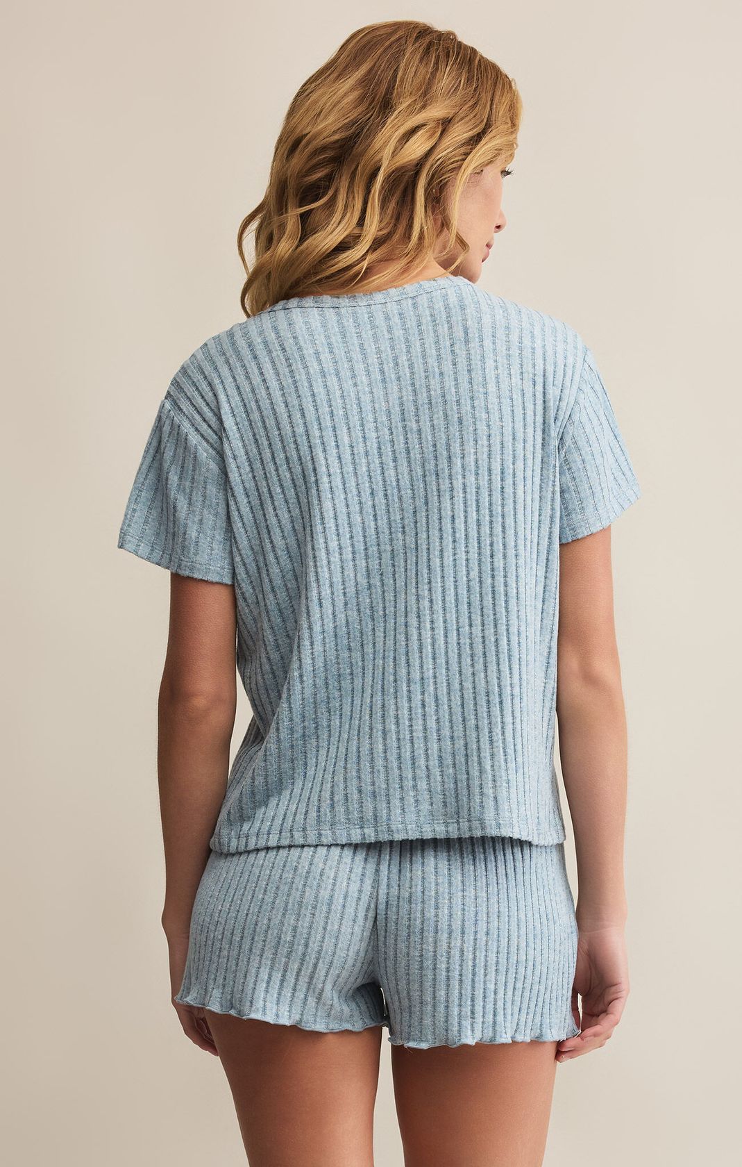 Kara Rib Tee Light Denim