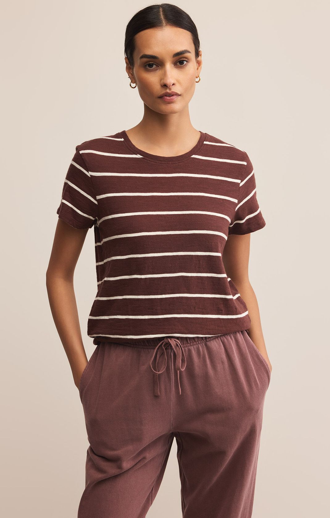 Foundation Stripe Tee Sandalwood