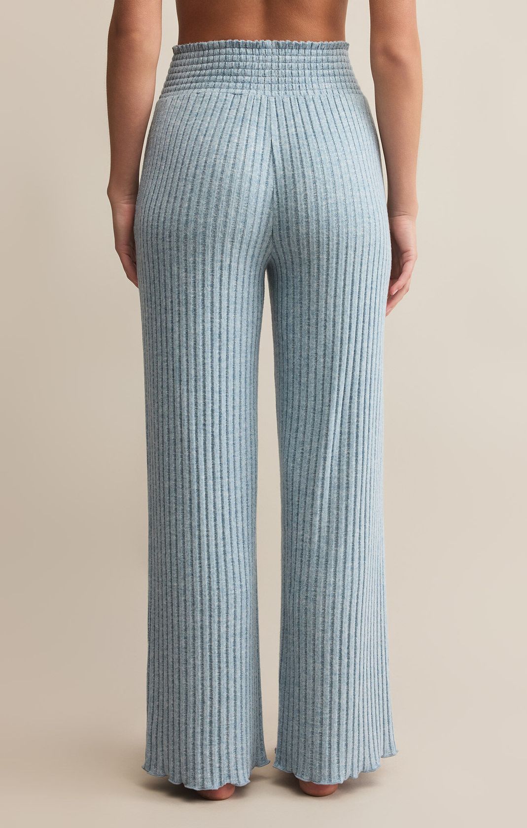 Dawn Smocked Rib Pant Light Denim
