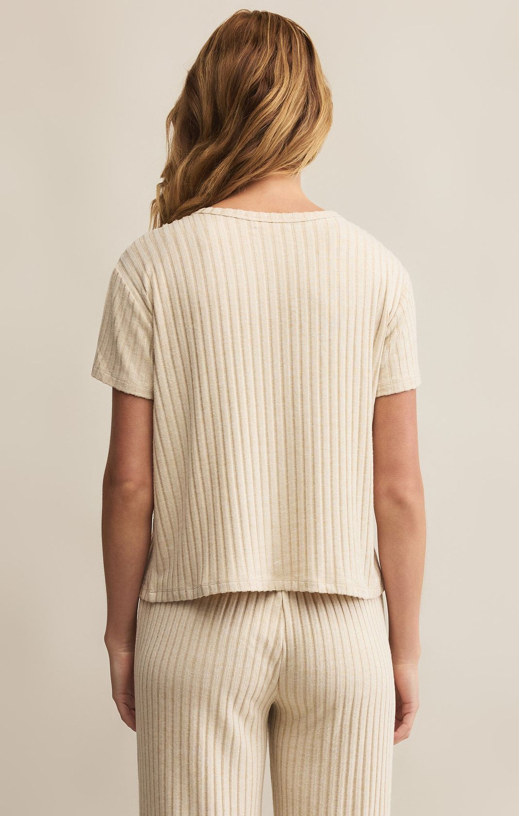 Kara Rib Tee Light Oatmeal Heather