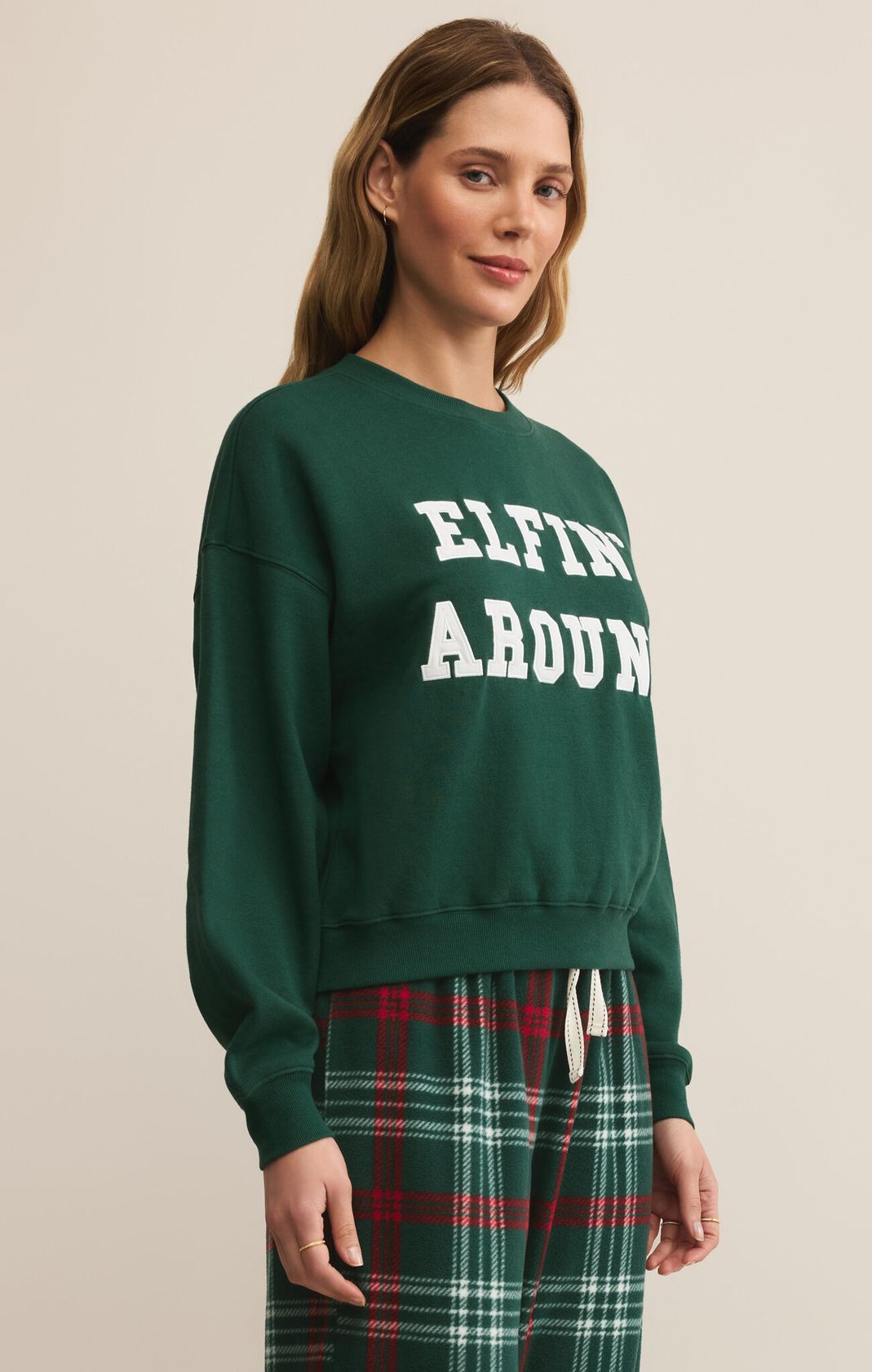Elfin' Around Holiday Sweatshirt Mistletoe