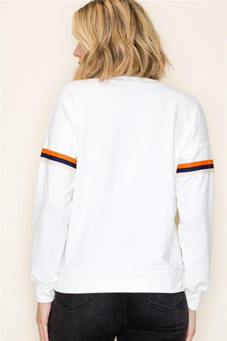 Staccato Tops - Sweaters Varsity Taped Long Sleeve Crew Neck Top