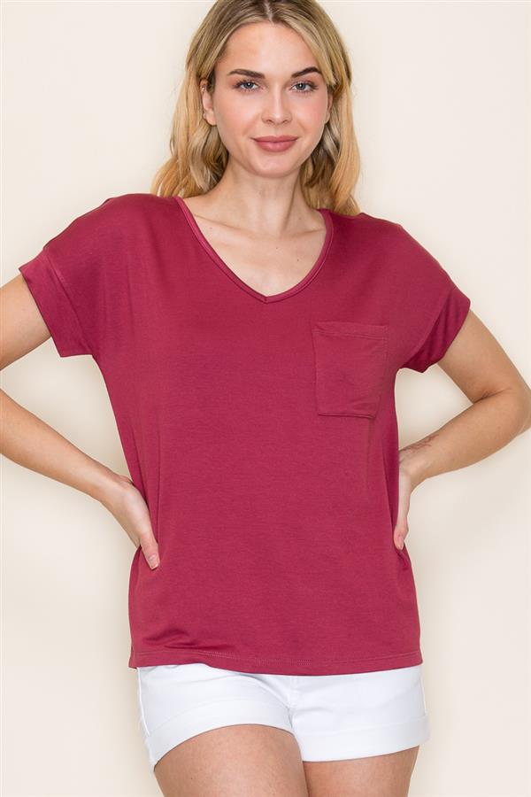 Final Sale Short Sleeve V-Neck Chest Pocket Tee