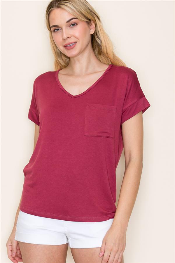 Final Sale Short Sleeve V-Neck Chest Pocket Tee
