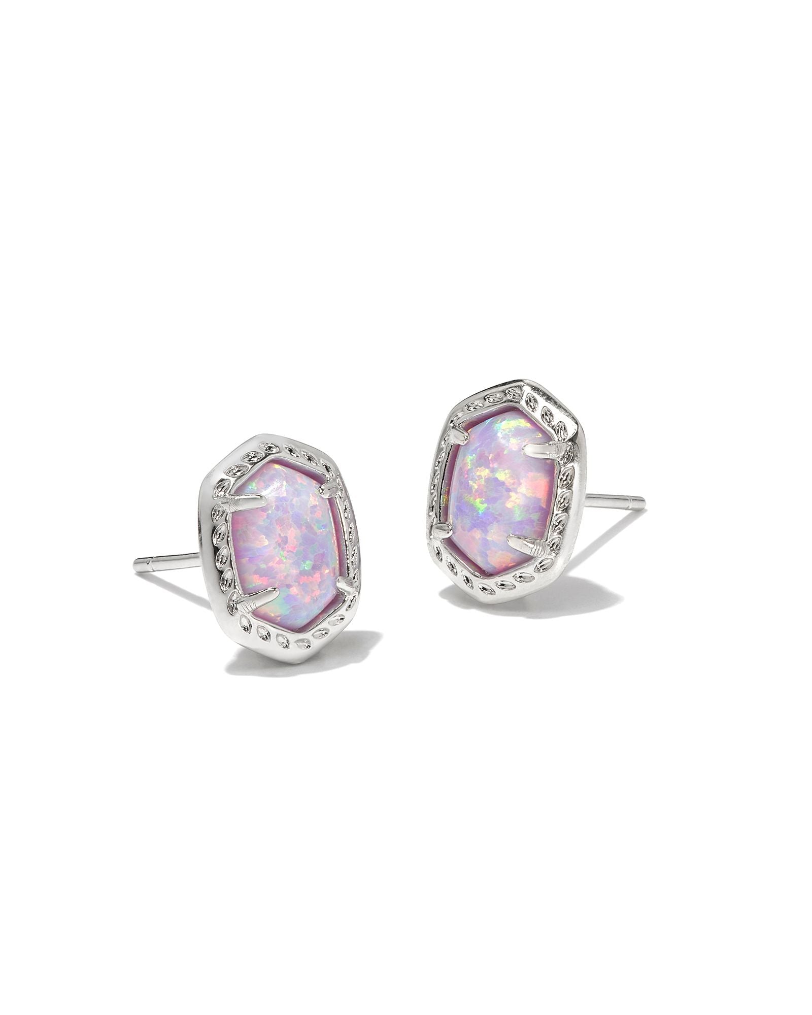 Daphne Framed Stud Earring Silver Lilac Opal