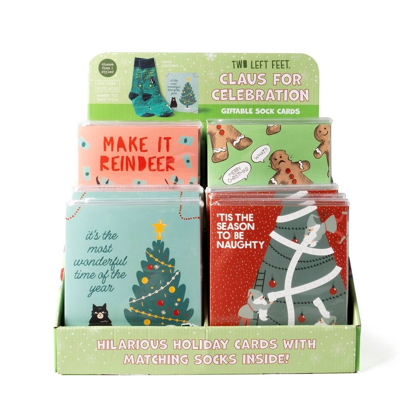 Two Left Feet Holiday Gift Card & Sock Set 6 Designs