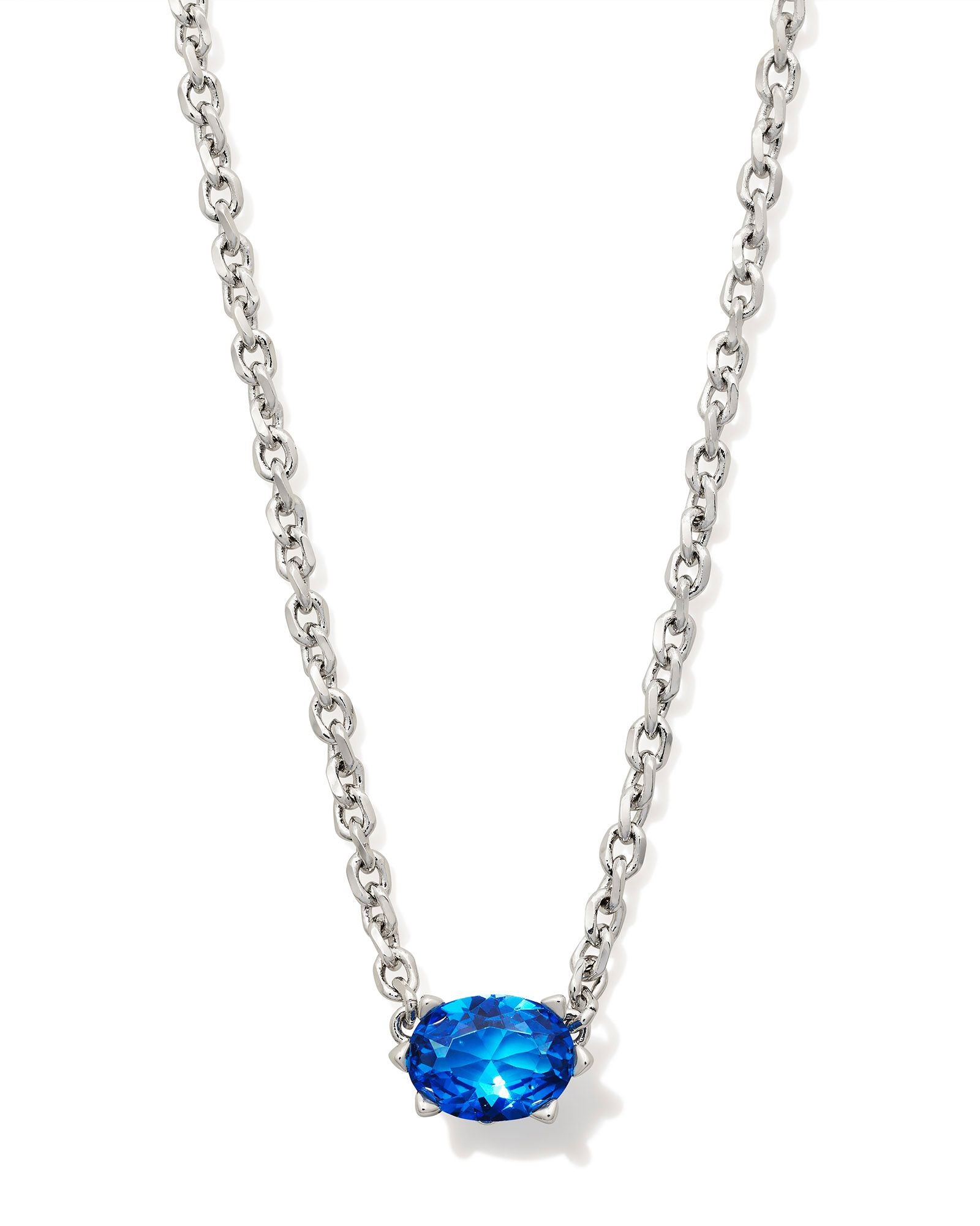 Cailin Blue Violet Crystal Pendant Necklace Silver