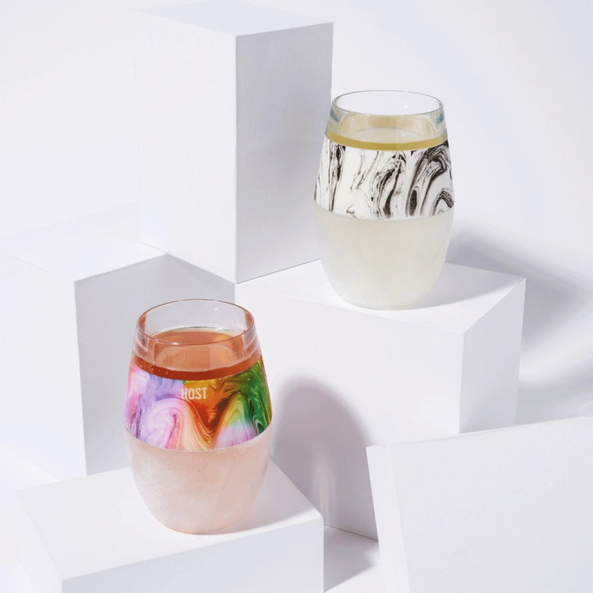 Wine Freeze Cooling Cups Black Swirl