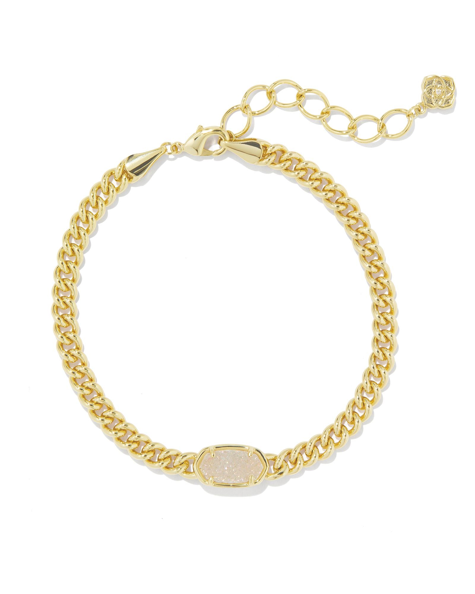 Grayson Gold Delicate Link and Chain Bracelet Iridescent Drusy