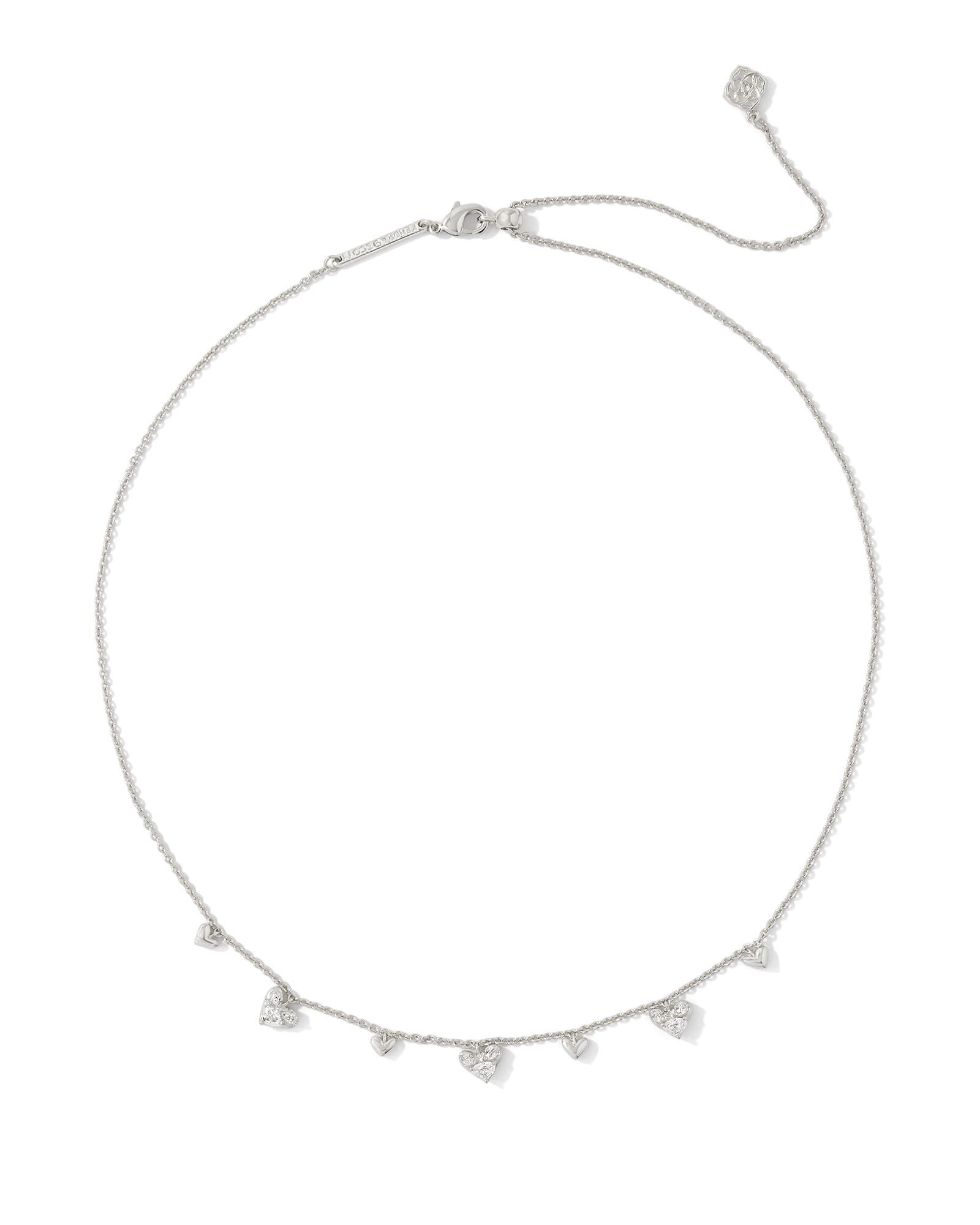 Sale Haven Silver Heart Crystal Choker Necklace White Crystal