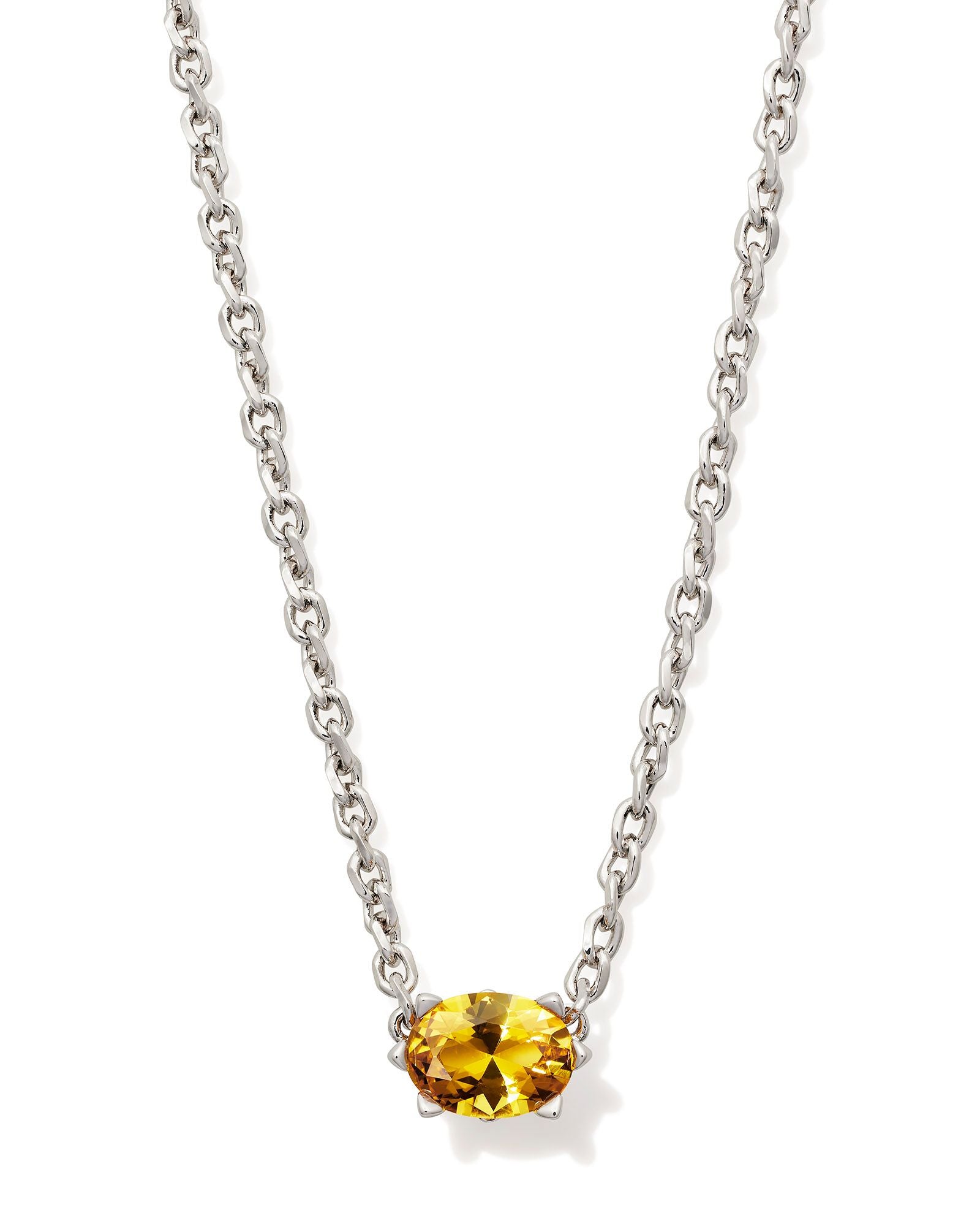 Cailin Golden Yellow Crystal Pendant Necklace Silver