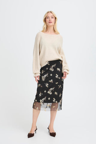 b.young Bottoms - Skirts Sale Sequin Floral Print Pencil Skirt