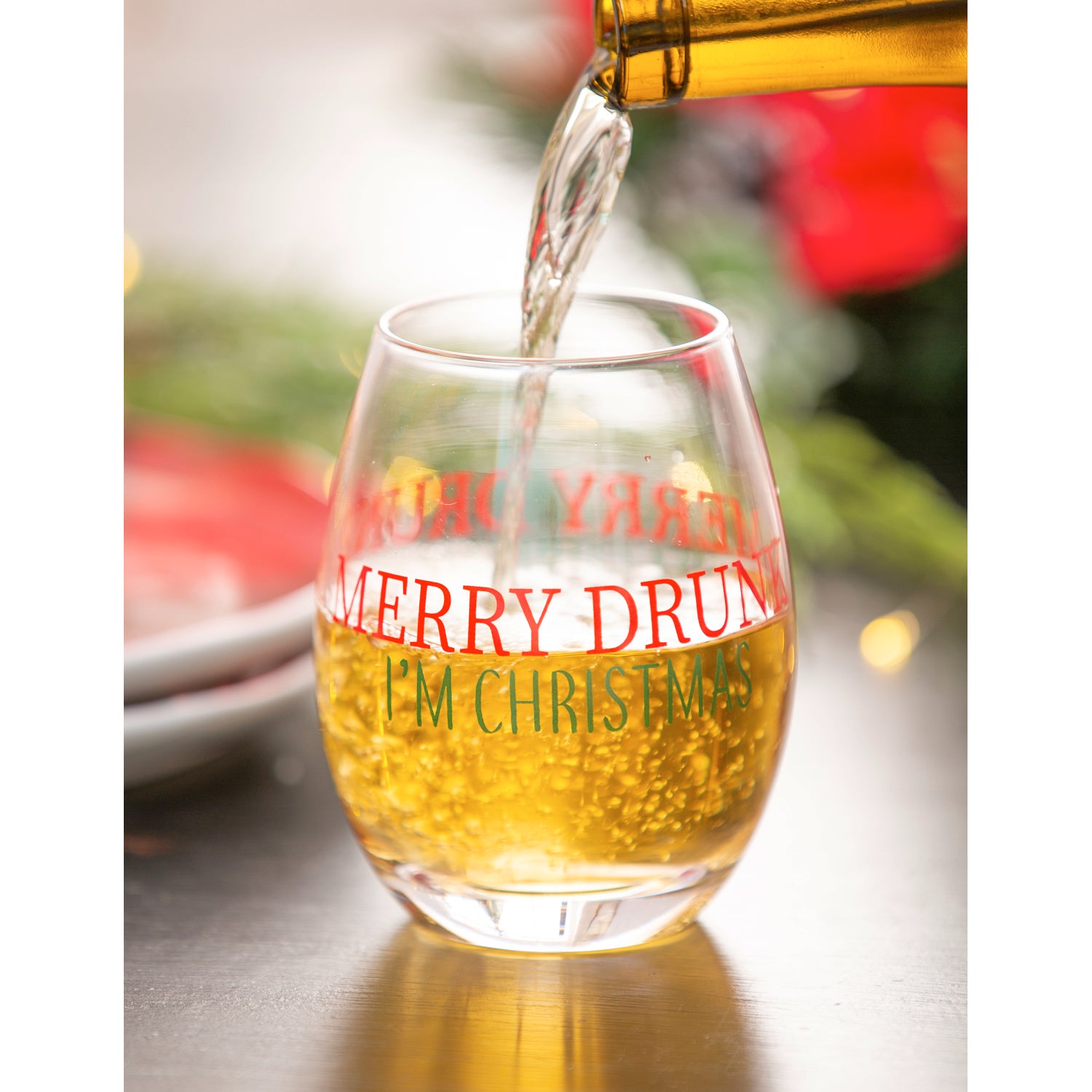Sale Stemless Wine Glass Merry Drunk, I'm Christmas
