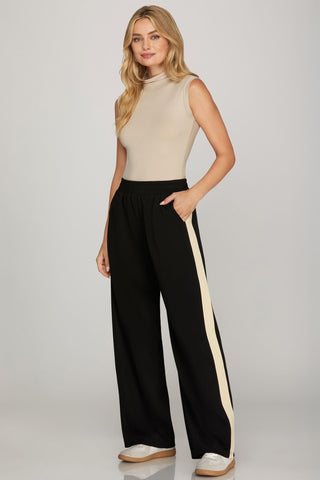 Soft Knit Pants w/ Contrast Side Tape