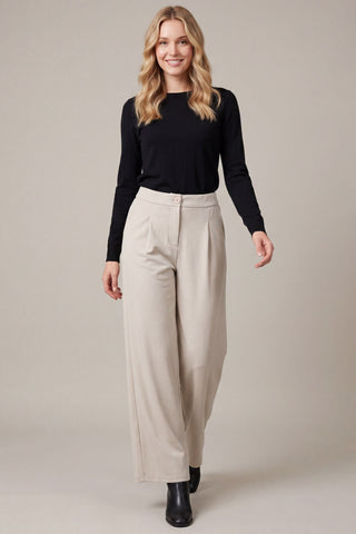 Front Pleated Knit Pants Stone