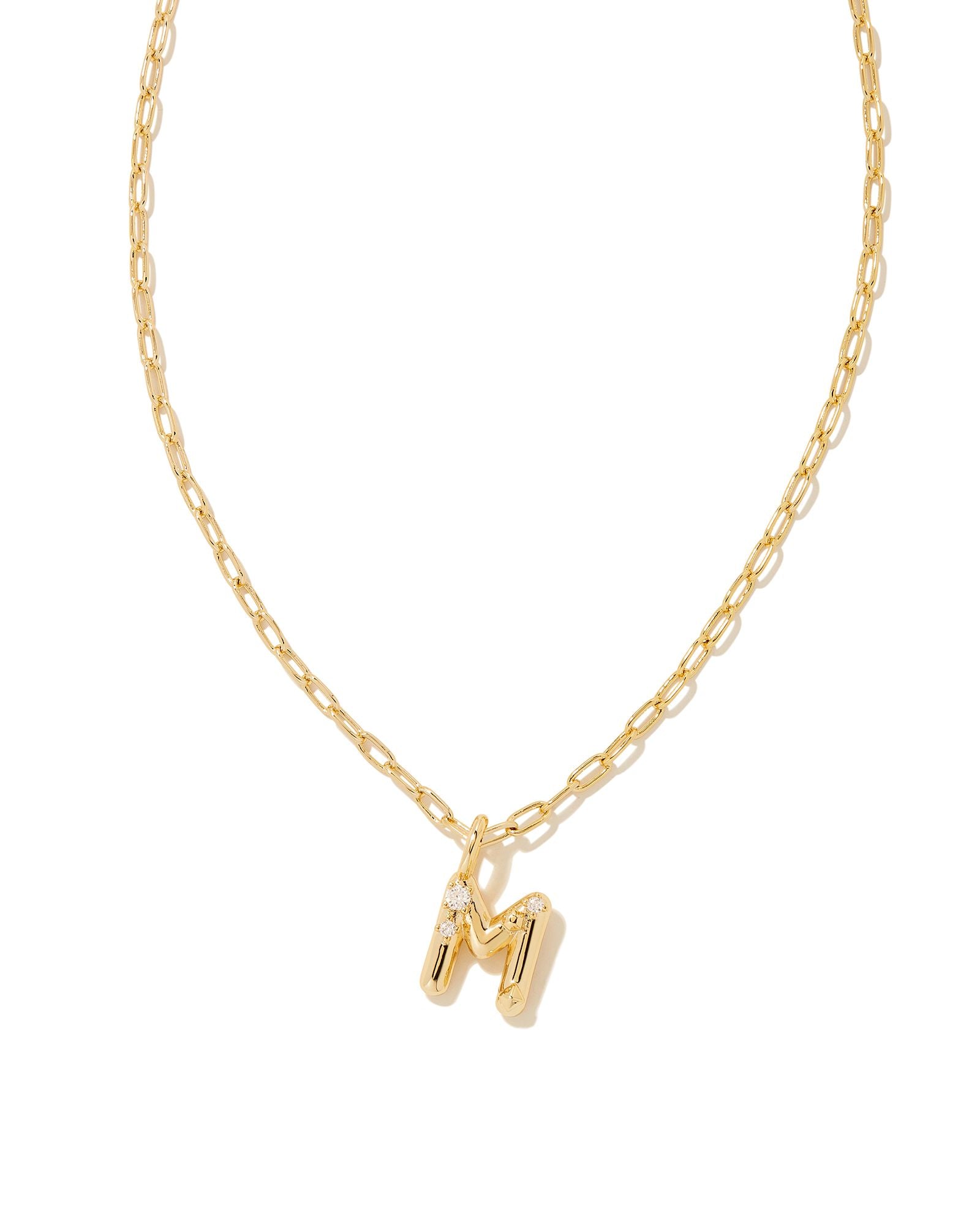Crystal Letter Pendant Necklace Gold