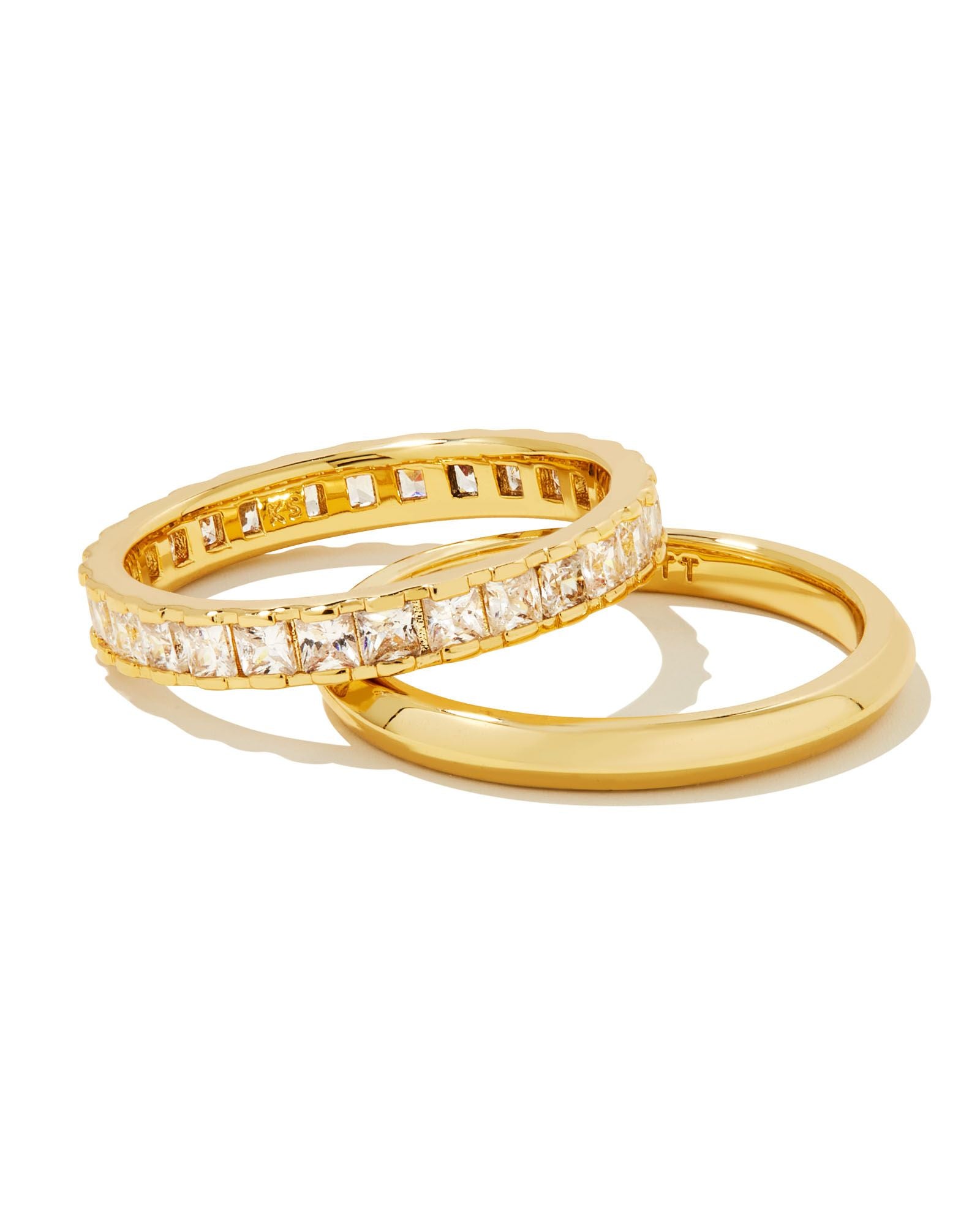 Sale Ella Gold Ring Set of 2 in White Crystal