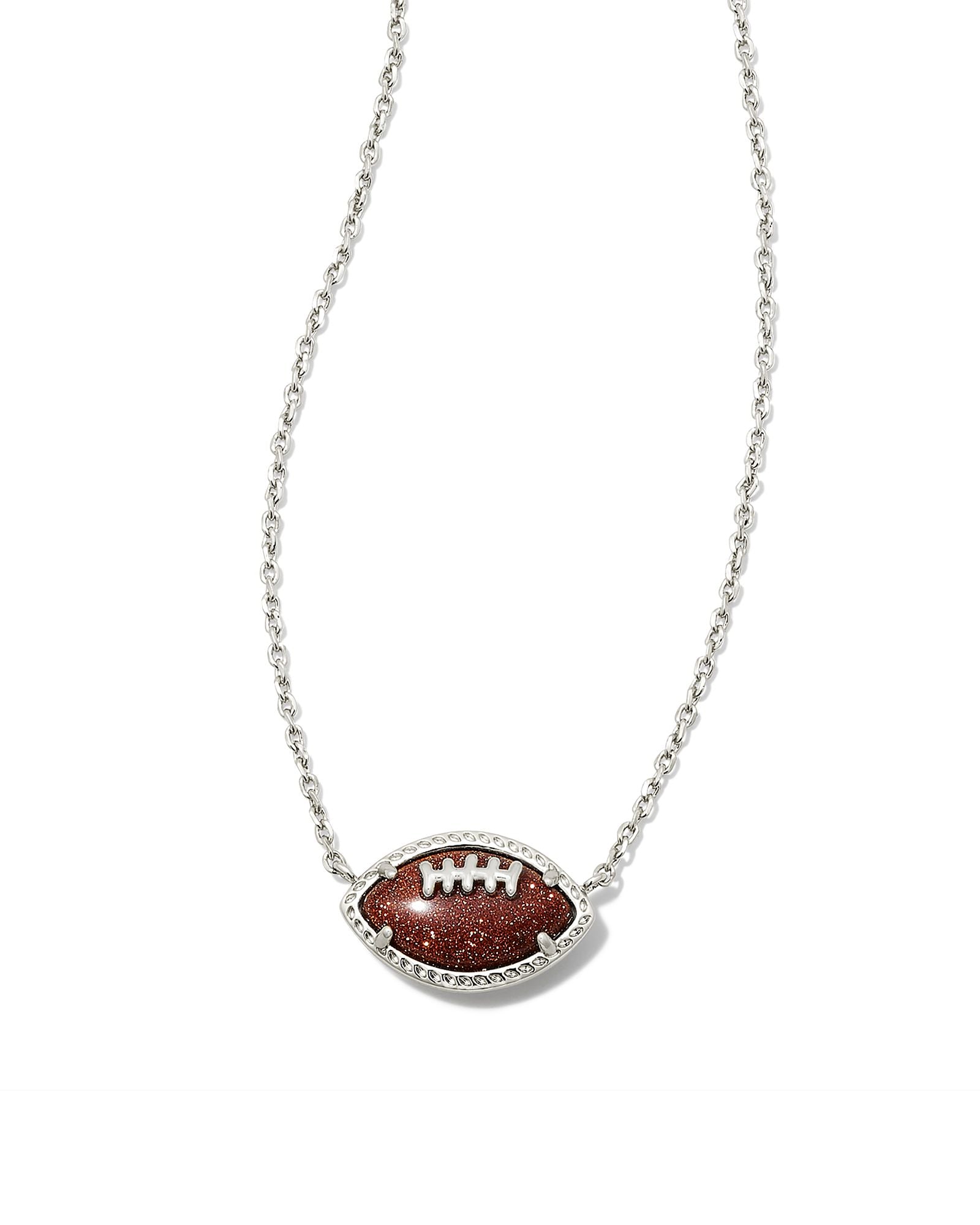 Football Short Pendant Necklace Silver