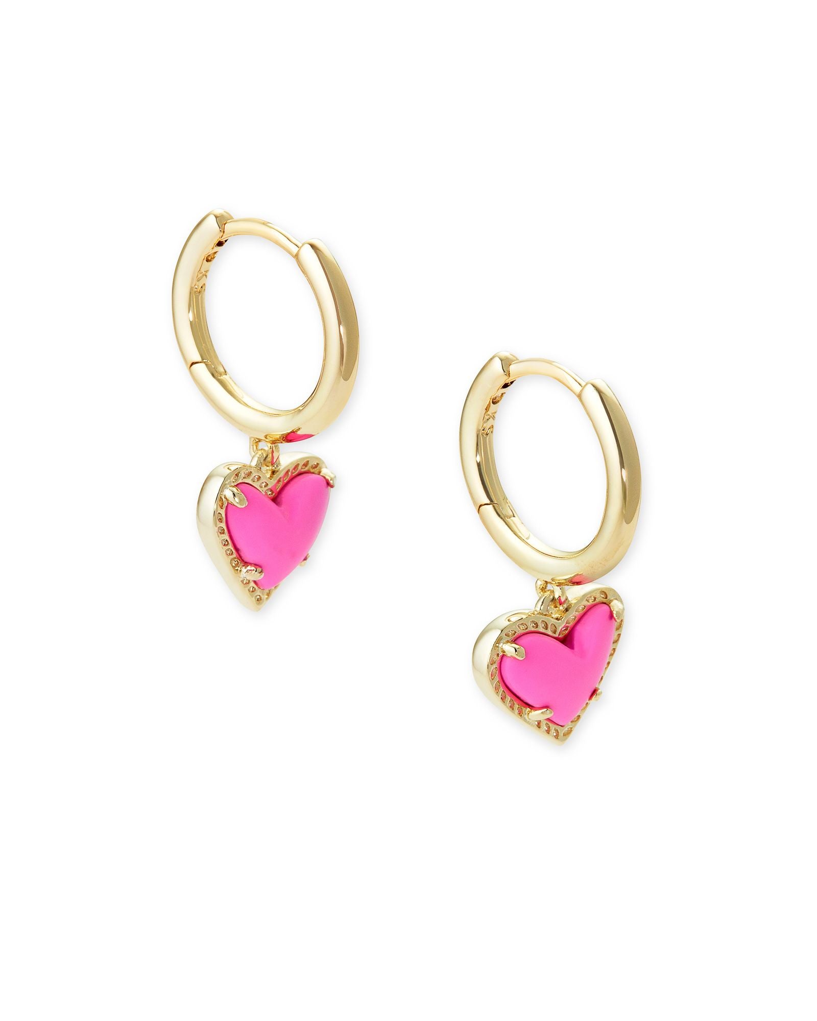 Ari Heart Huggie Earrings Magenta