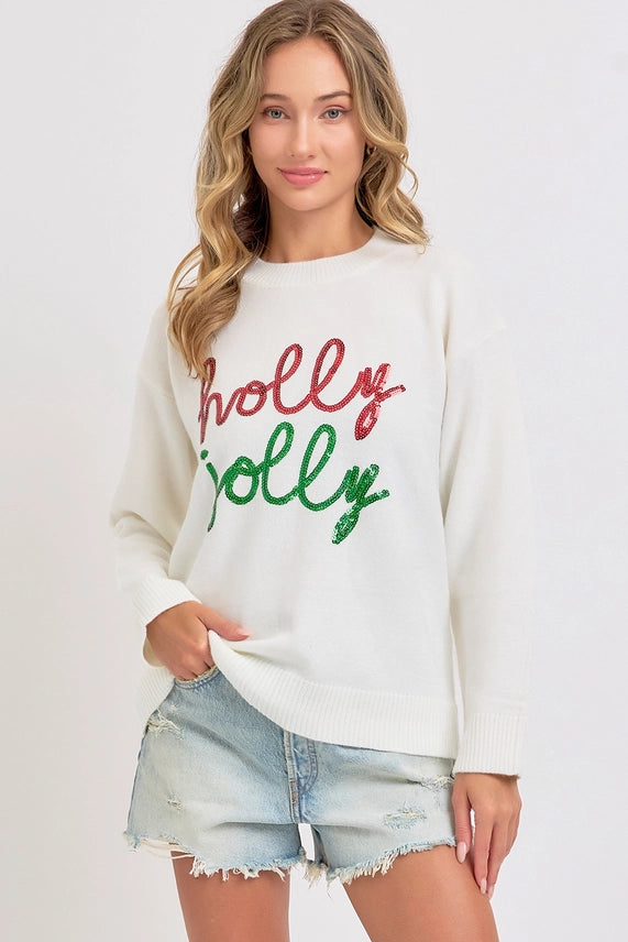 Holly Jolly Sequin Christmas Sweater