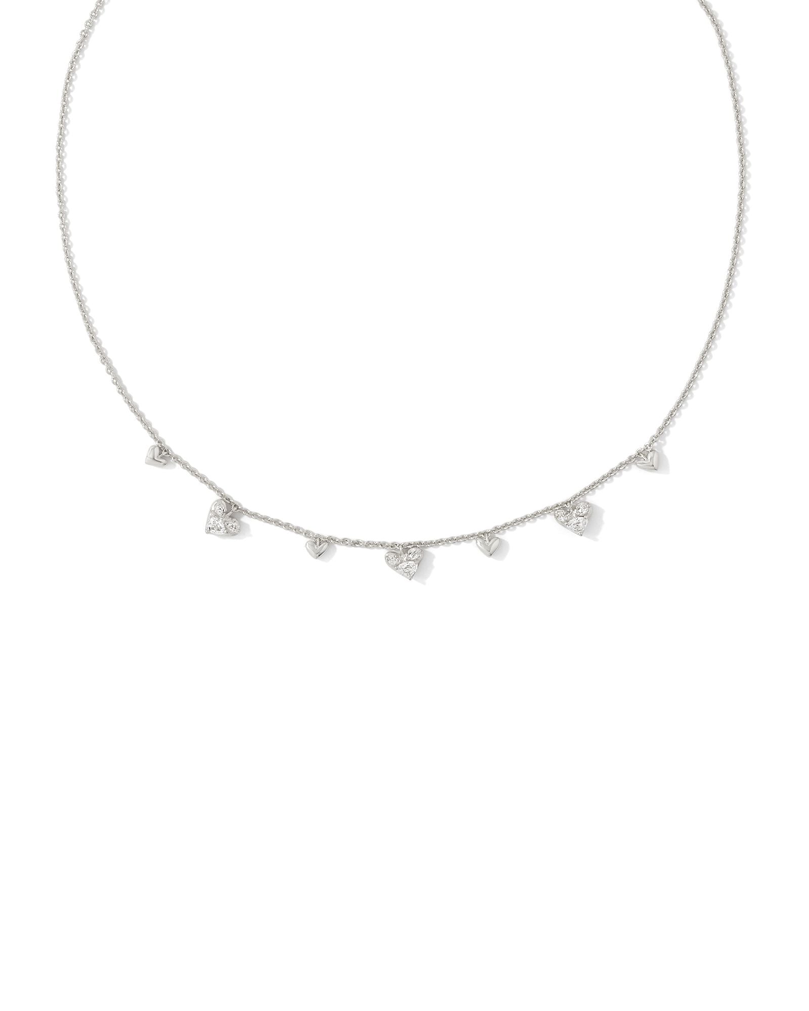 Sale Haven Silver Heart Crystal Choker Necklace White Crystal