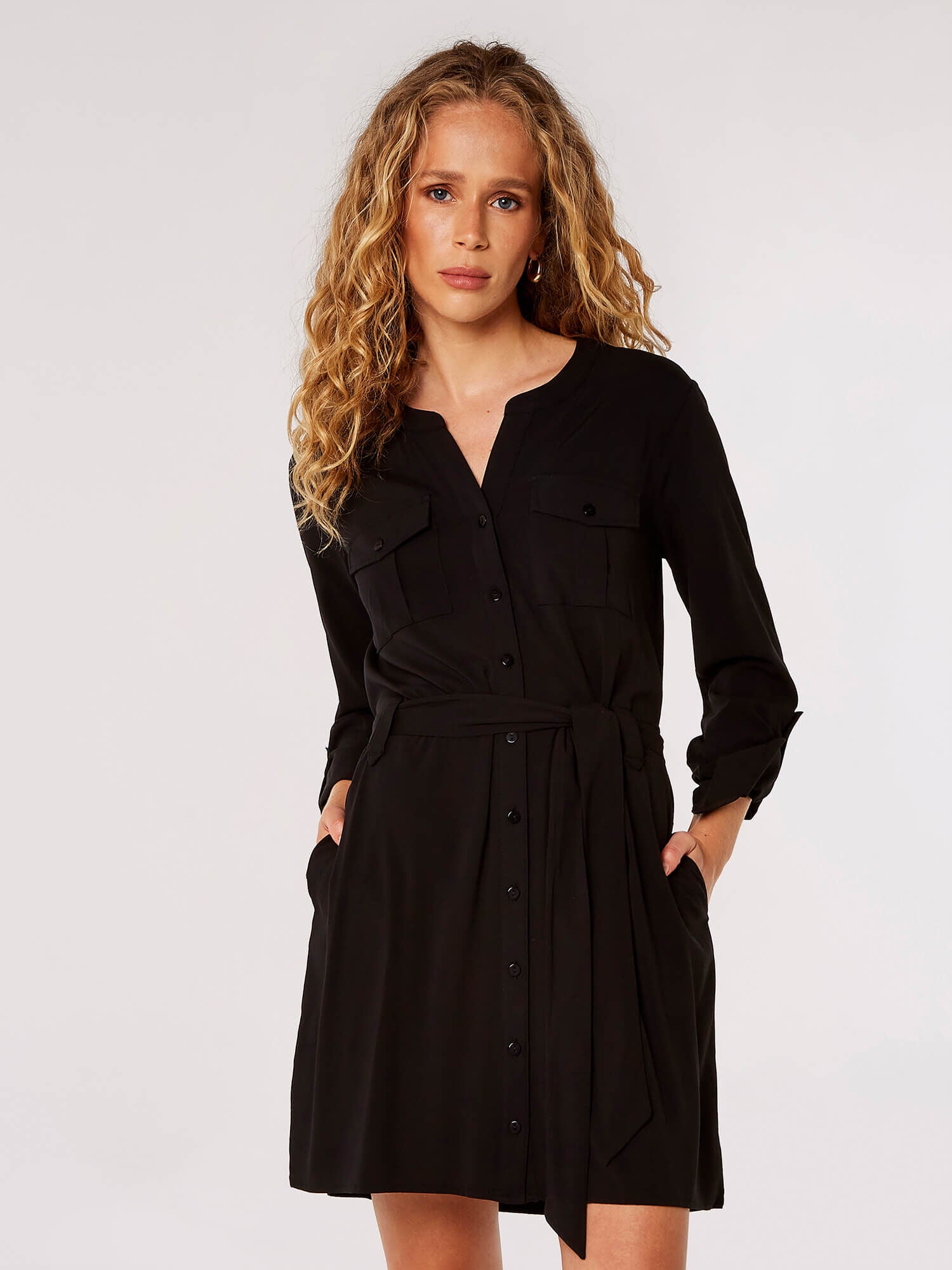 Sale Long Sleeve Utility Dress Black