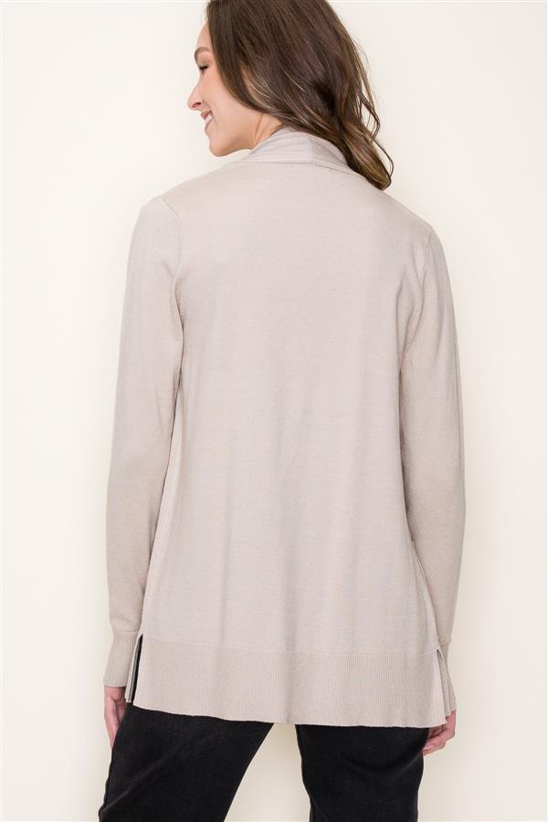 Open Front Long Sleeve Cardigan Taupe