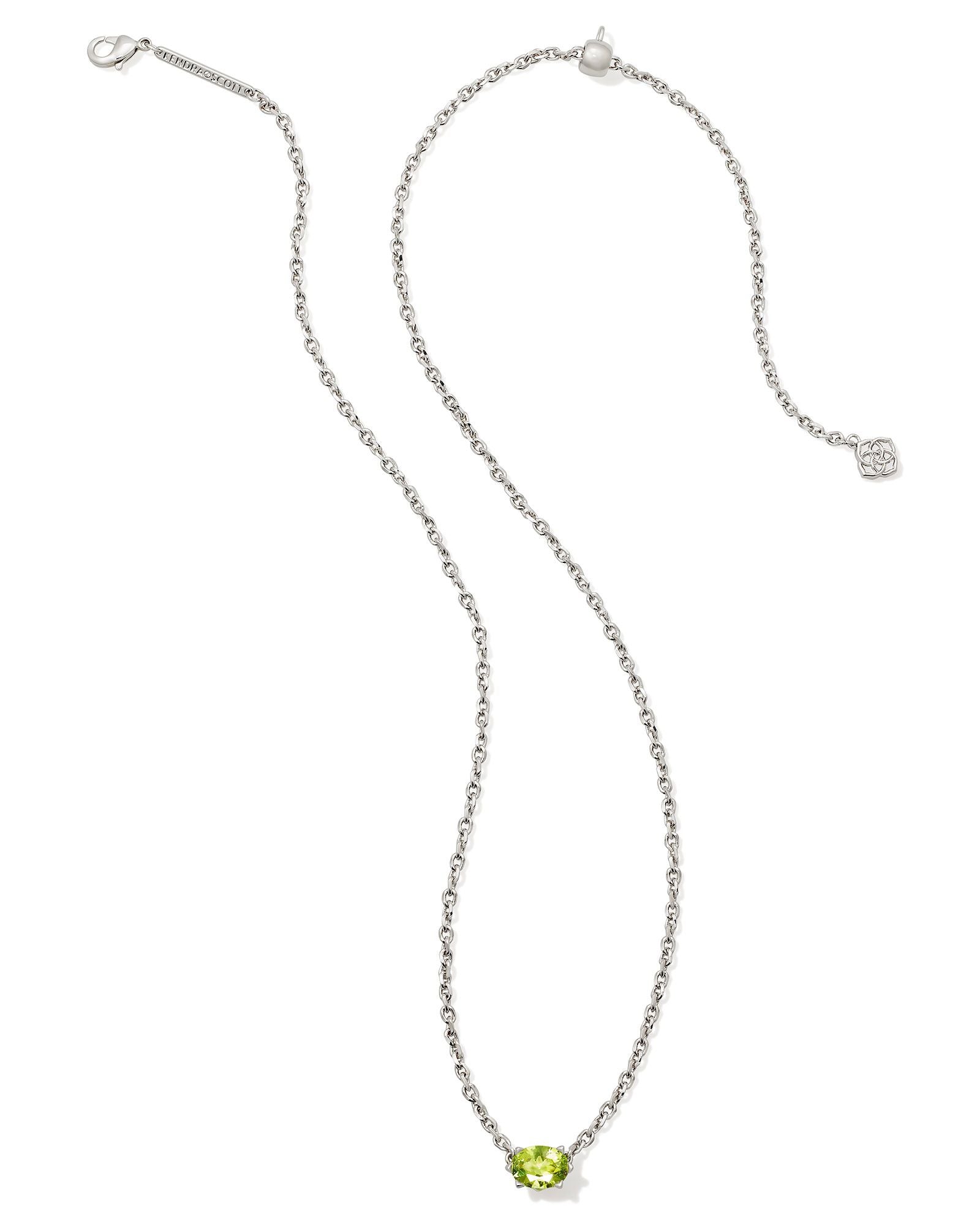 Cailin Peridot Crystal Pendant Necklace Silver