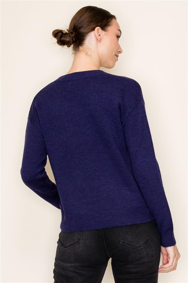 Sale Reindeer in Lurex Yarn Crew Neck Long Sleeve Sweater