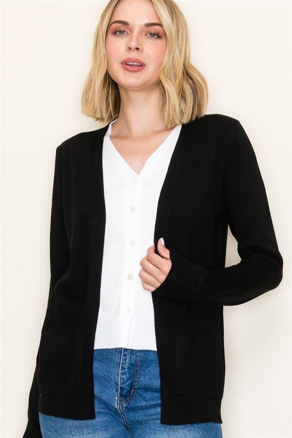 Cardigan Sweater w/White Inner Layered Button Down