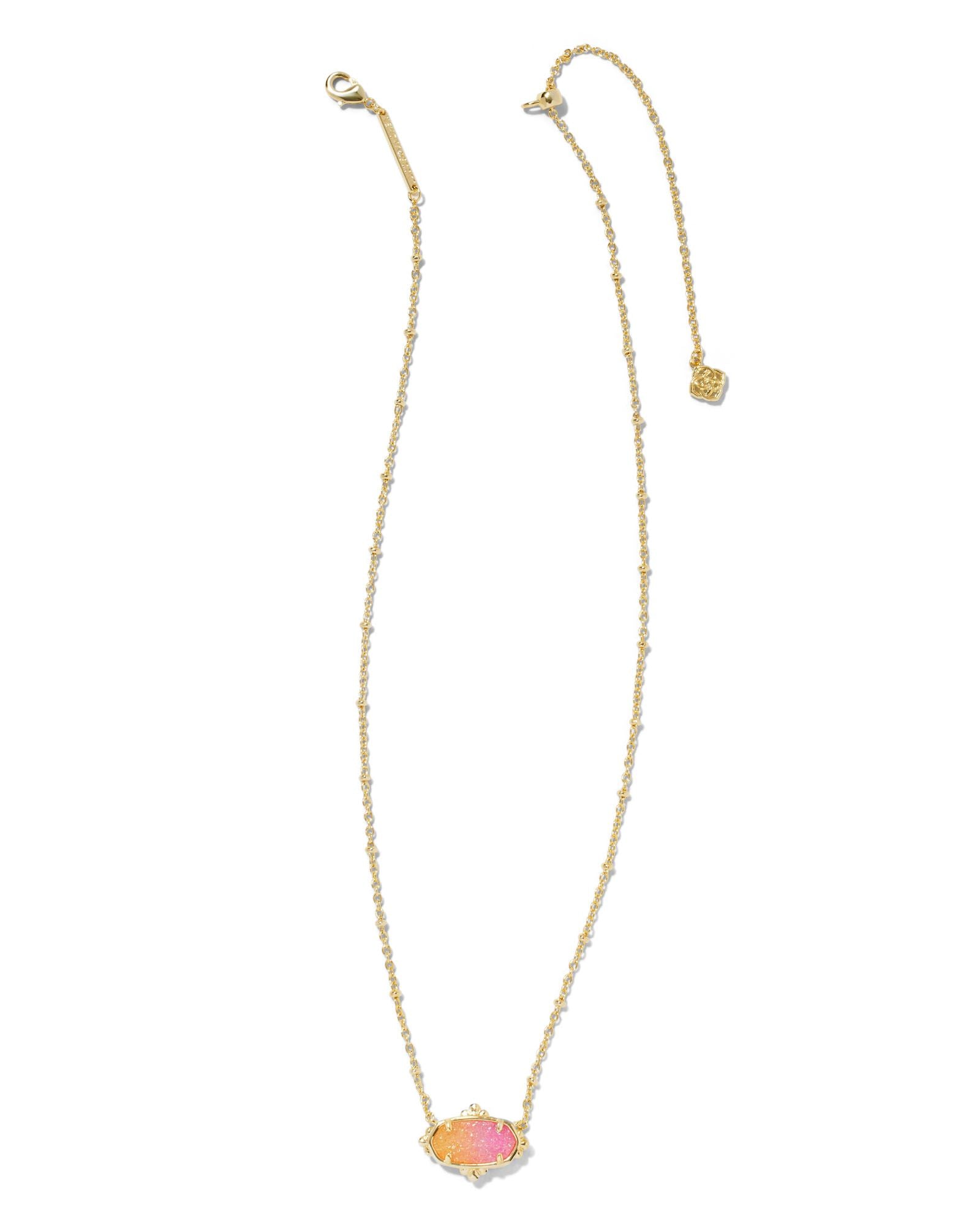 Sale Elisa Petal Framed Necklace Gold Sunrise Ombre Drusy