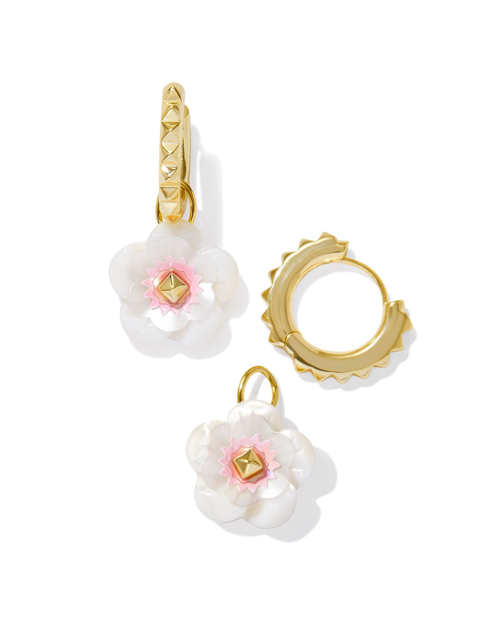 Deliah Gold Huggie Earrings Iridescent Pink