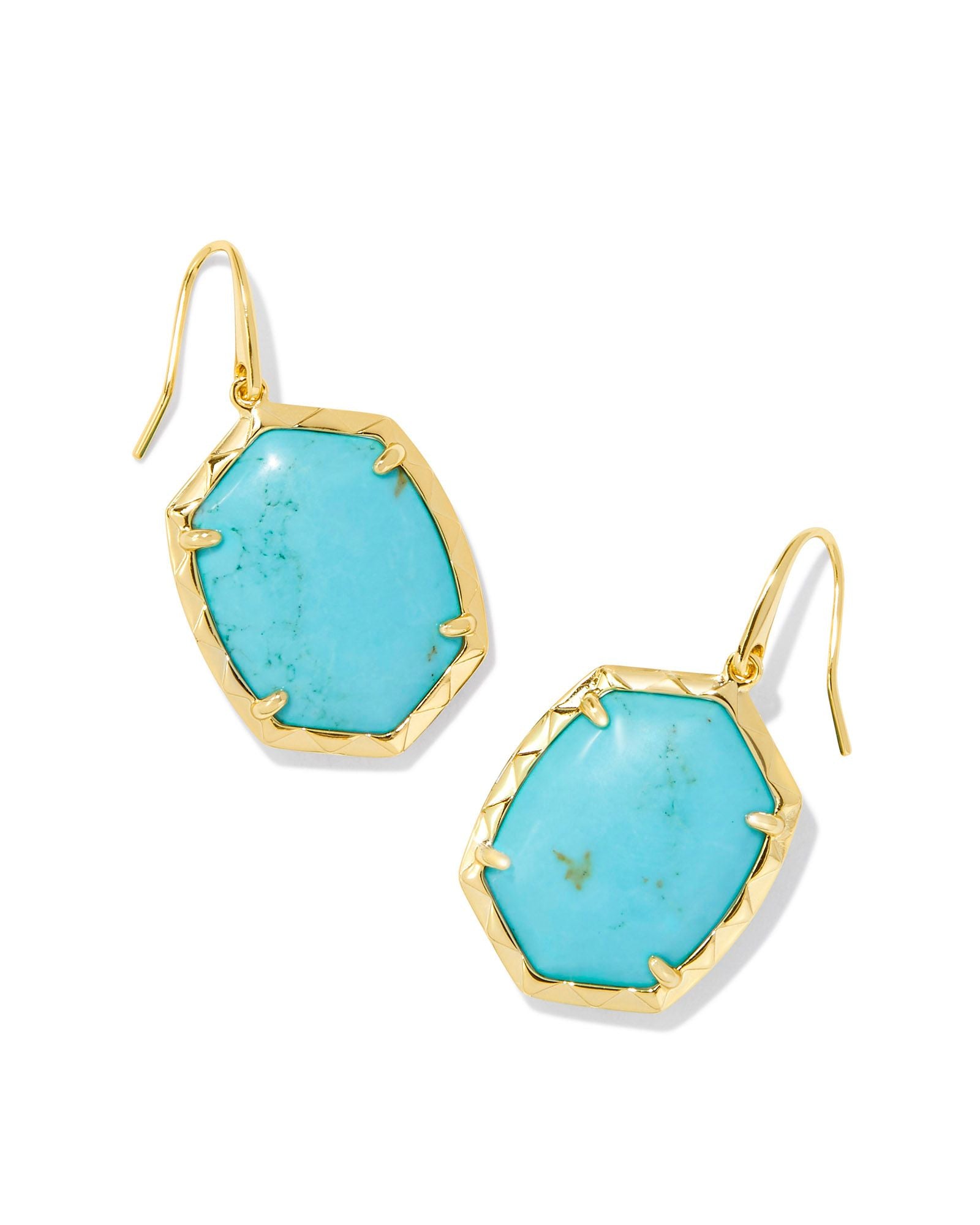Daphne Gold Drop Earrings Variegated Turquoise Magnesite