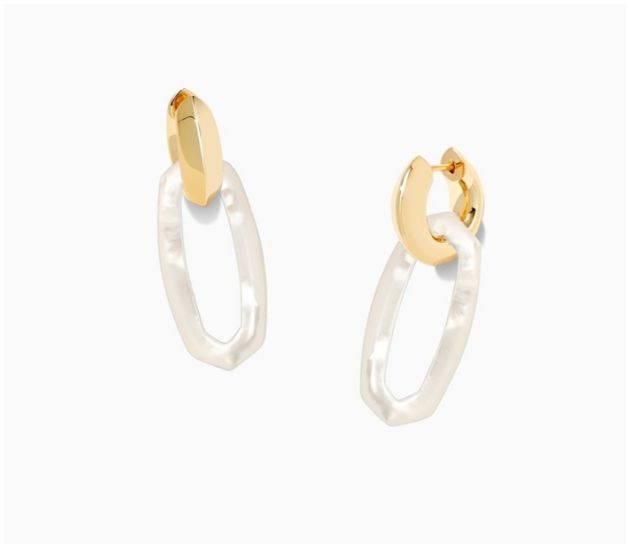 Elle Link Earrings Gold Ivory MOP